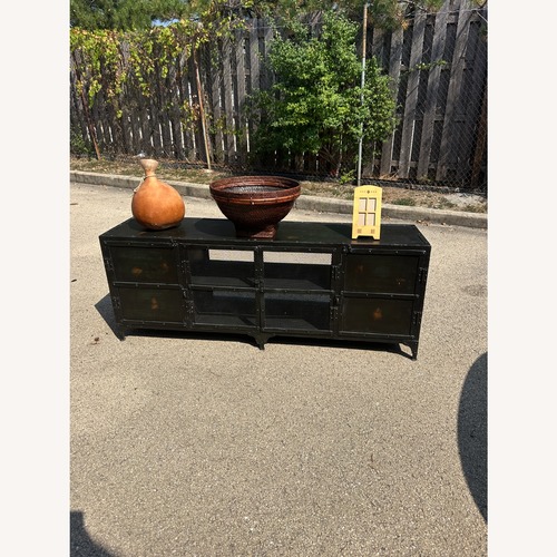 Used Industrial Black Metal Cabinet Credenza TV Stand for sale on AptDeco
