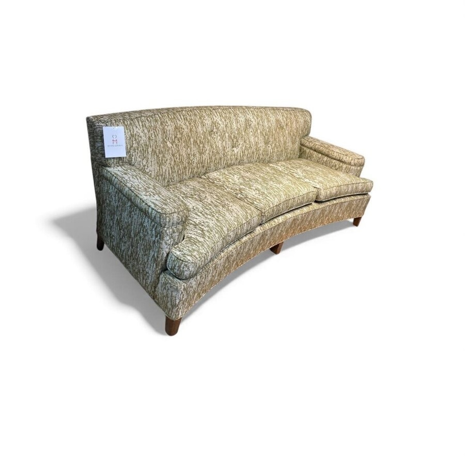 Dunbar Style MCM Hollywood Regency Curved Sofa - image-1