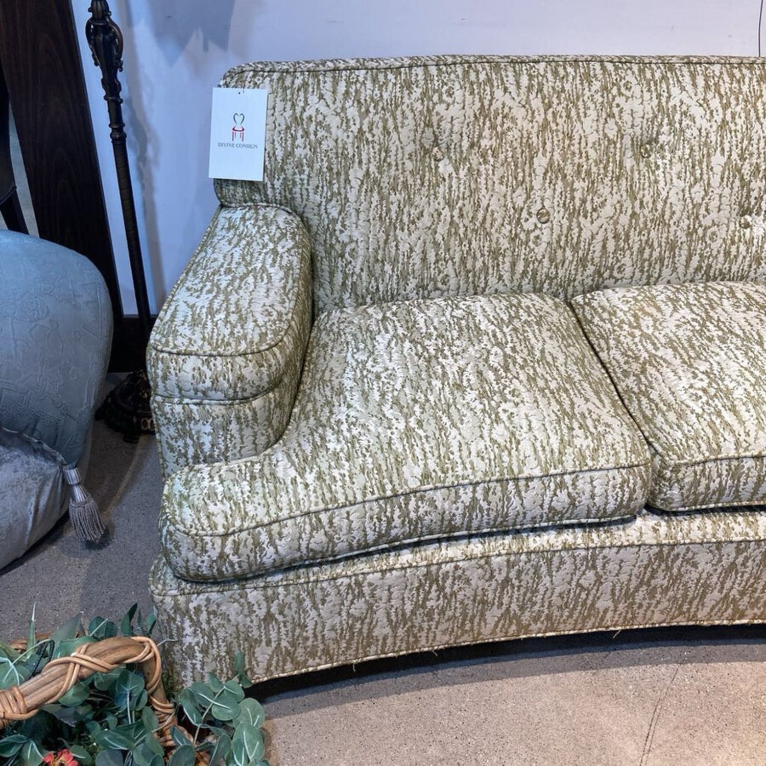 Dunbar Style MCM Hollywood Regency Curved Sofa - image-5