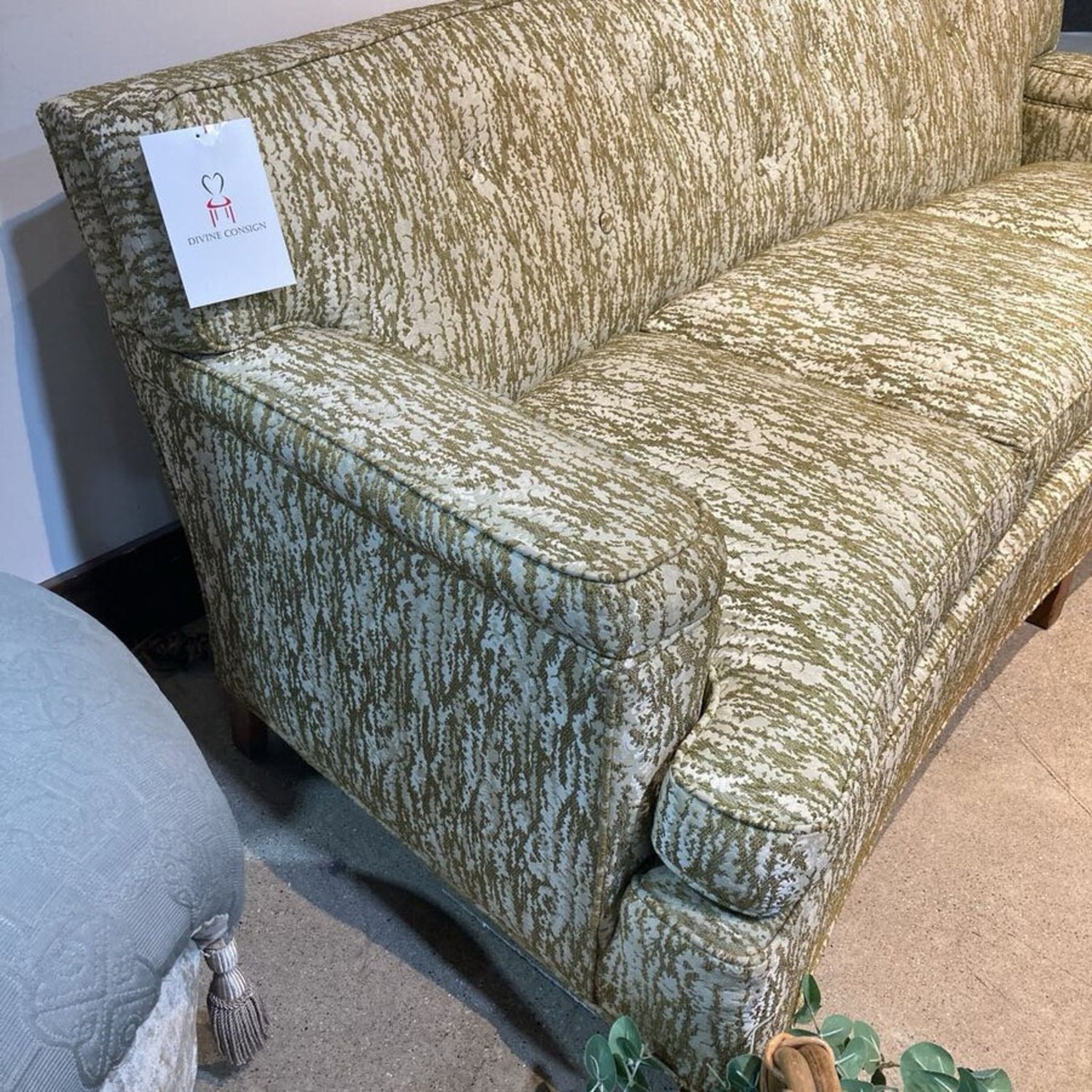 Dunbar Style MCM Hollywood Regency Curved Sofa - image-4