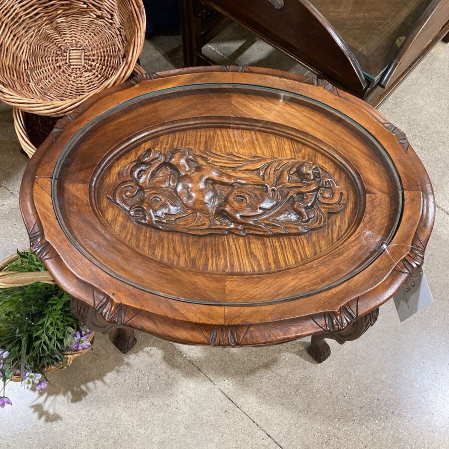 Antique Hand Carved Sculptural Side Table - image-4