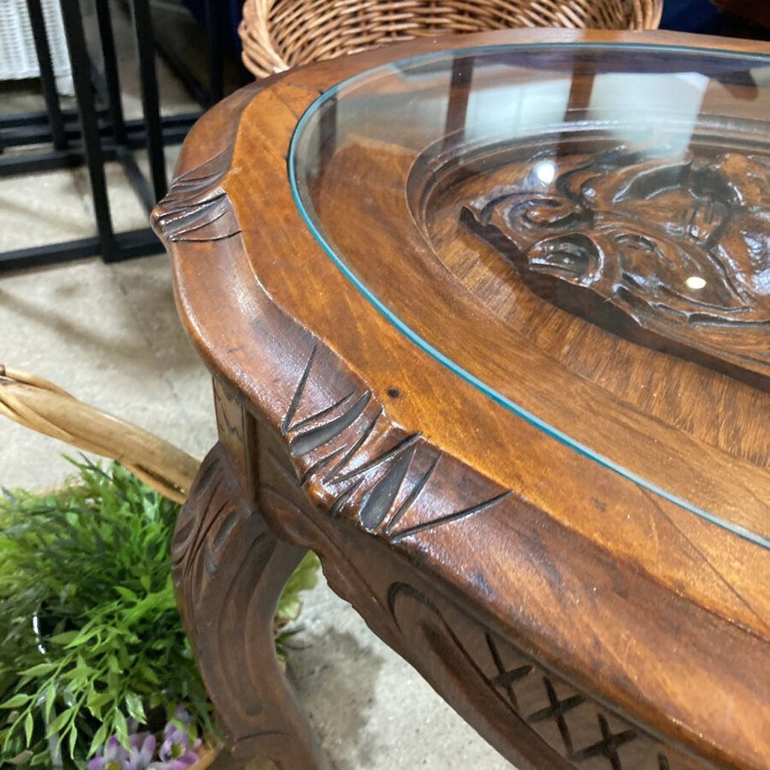 Antique Hand Carved Sculptural Side Table - image-9