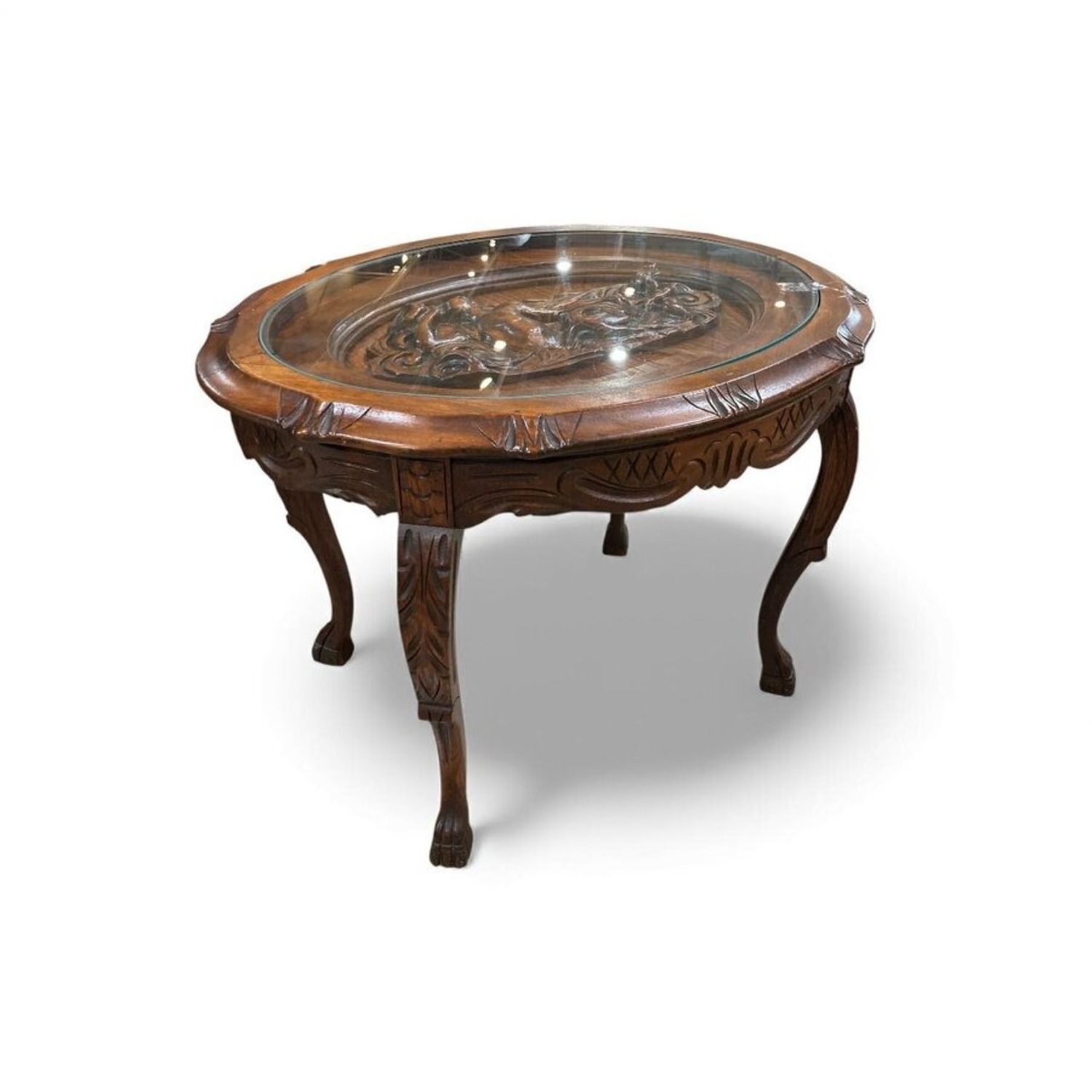 Antique Hand Carved Sculptural Side Table - image-1
