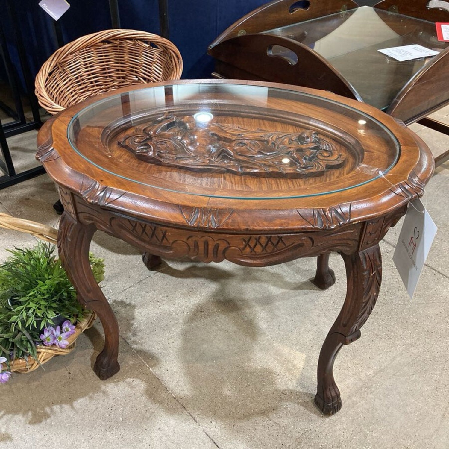 Antique Hand Carved Sculptural Side Table - image-3