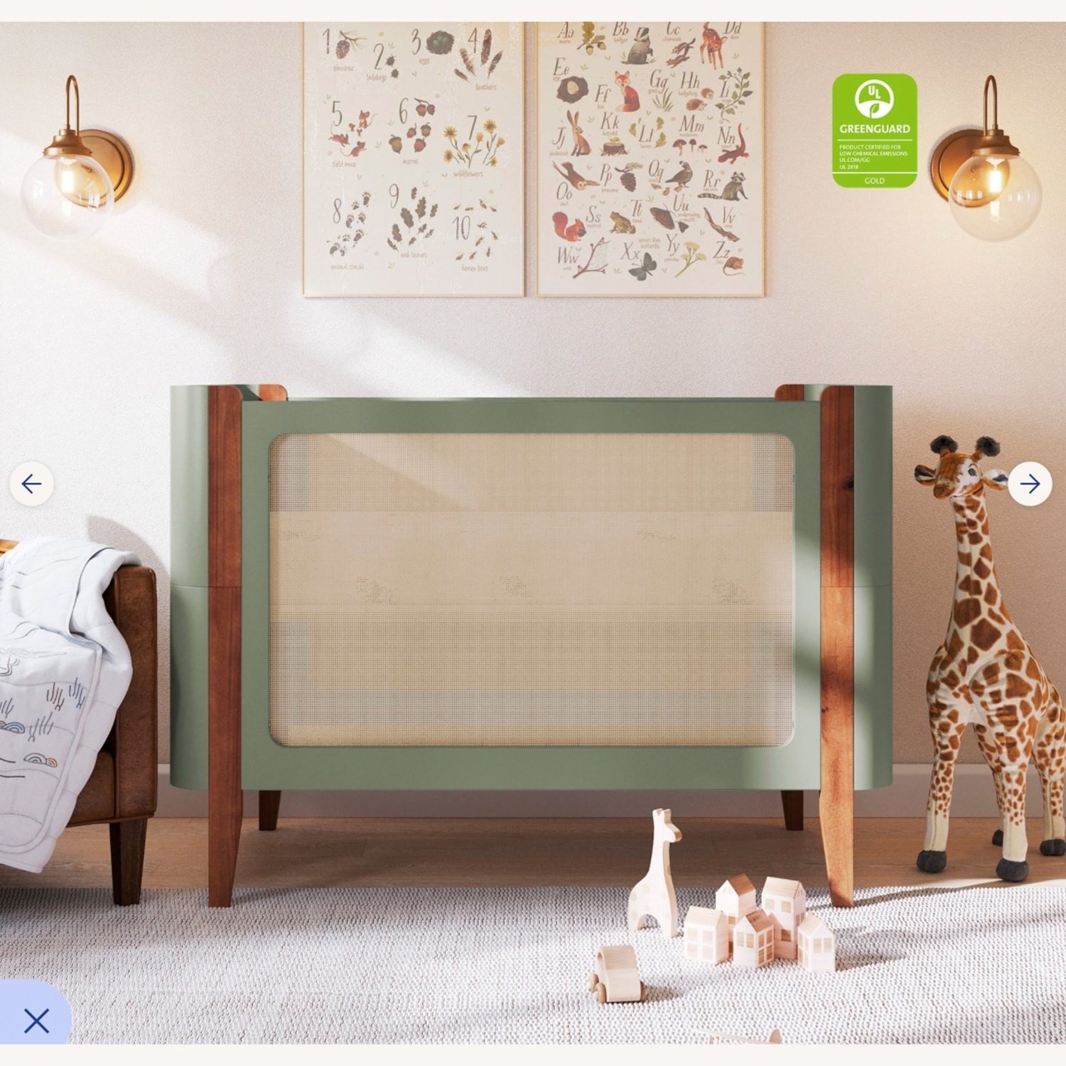 The Palm Crib Green Wood Crib - image-1