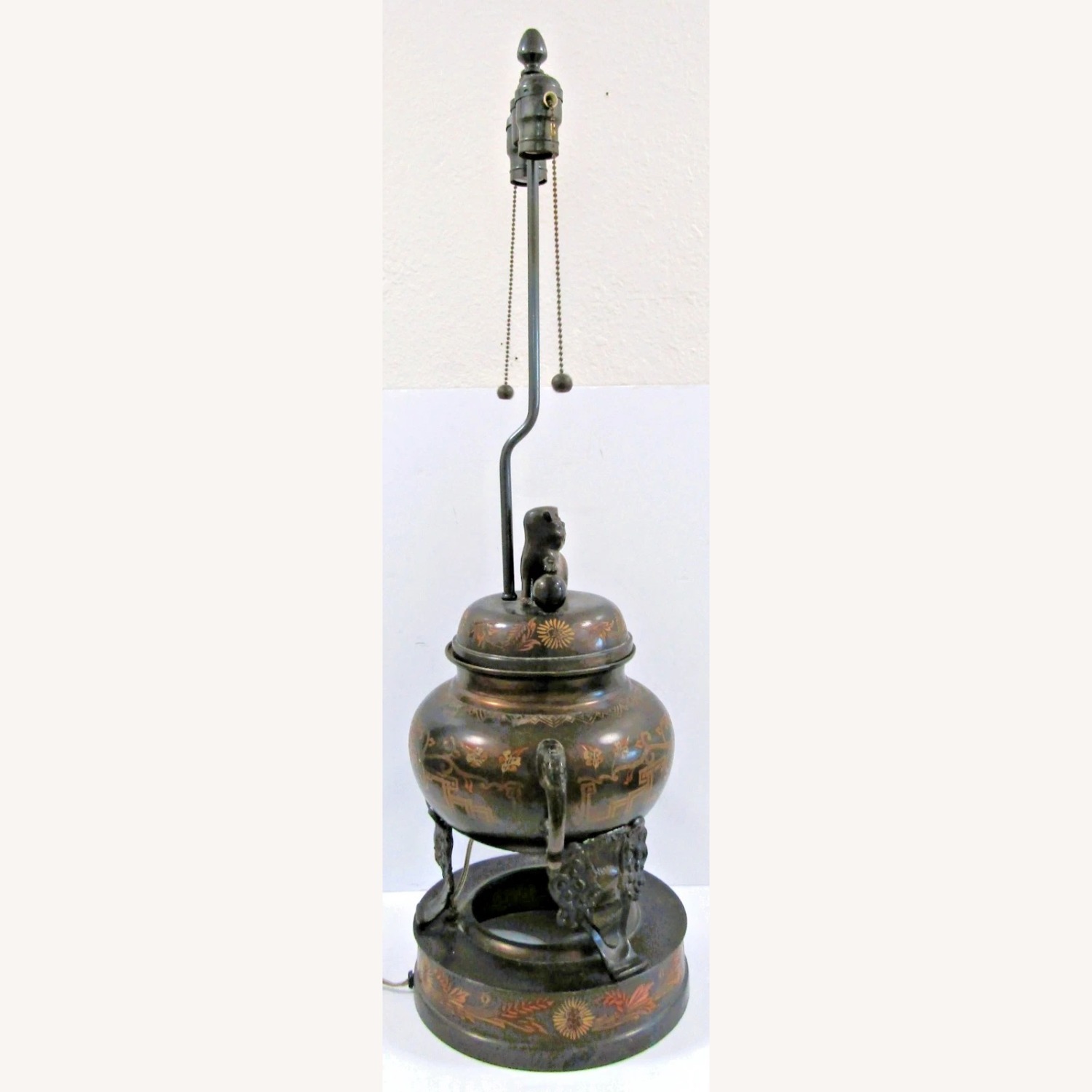 1960s Marbro Bronze Censer Lamps Foo Dogs - image-17