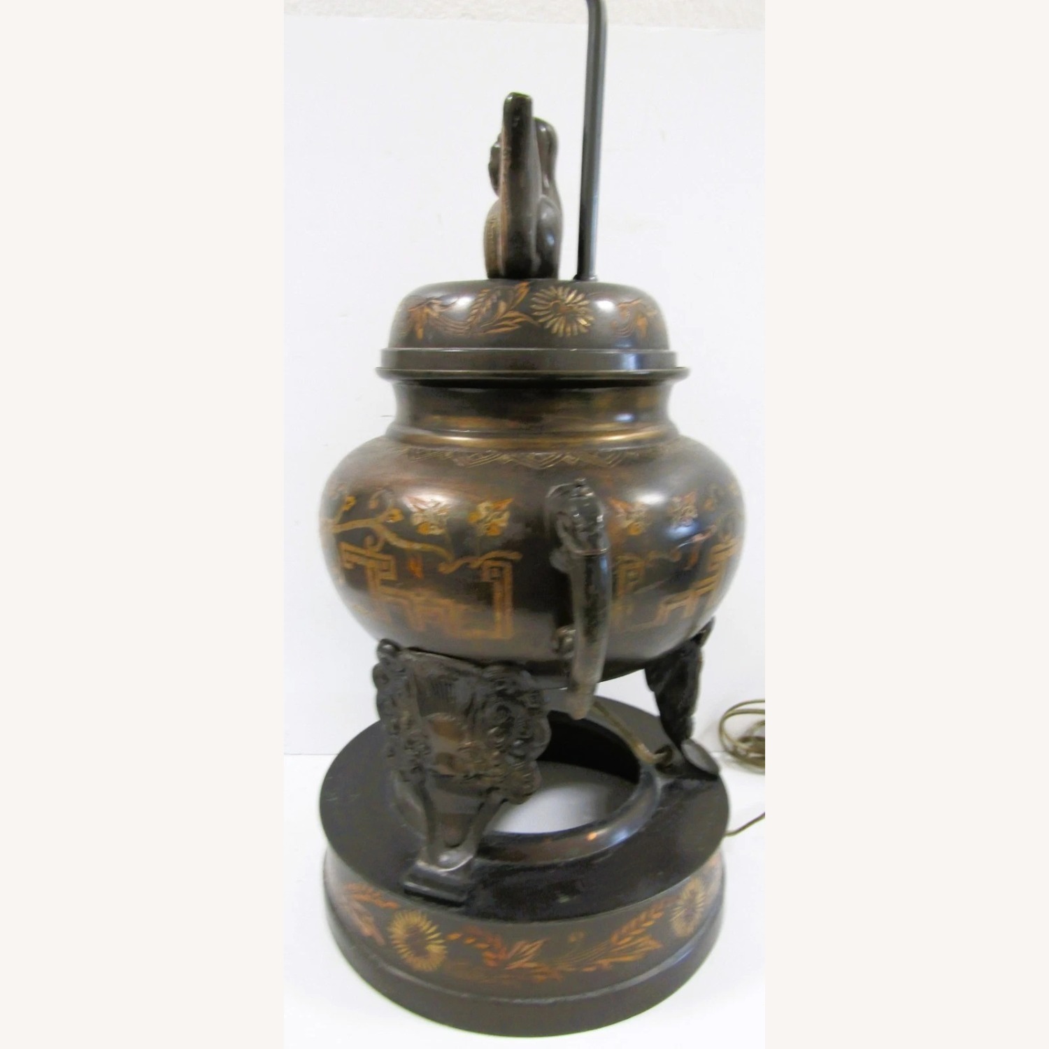 1960s Marbro Bronze Censer Lamps Foo Dogs - image-14
