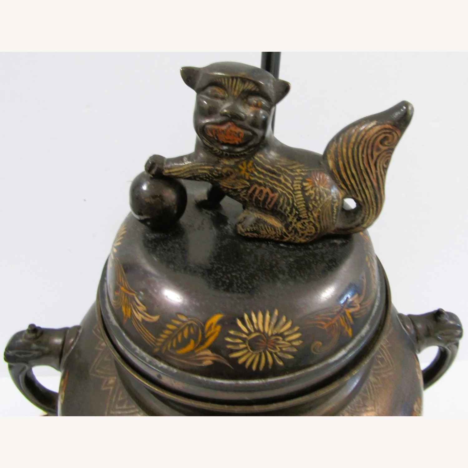 1960s Marbro Bronze Censer Lamps Foo Dogs - image-8