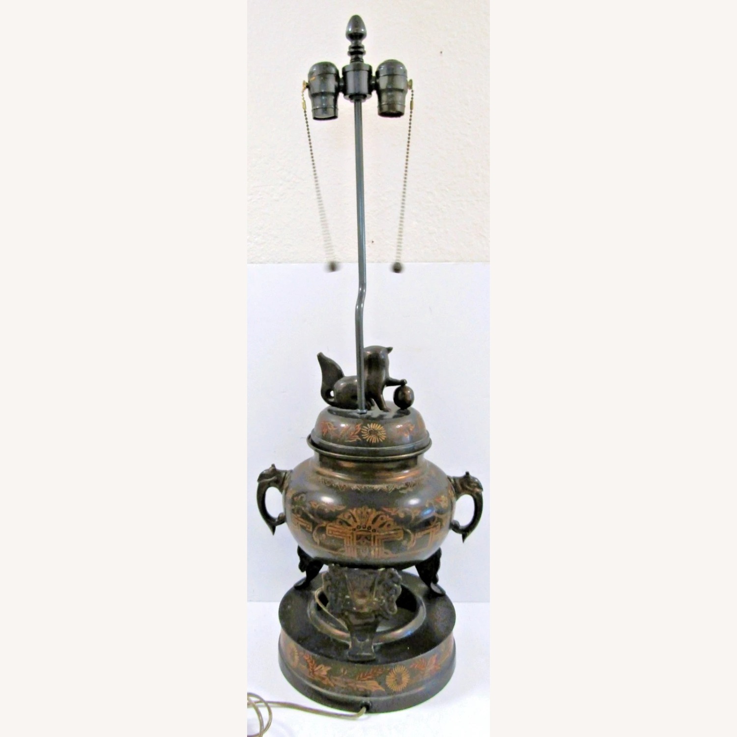 1960s Marbro Bronze Censer Lamps Foo Dogs - image-15