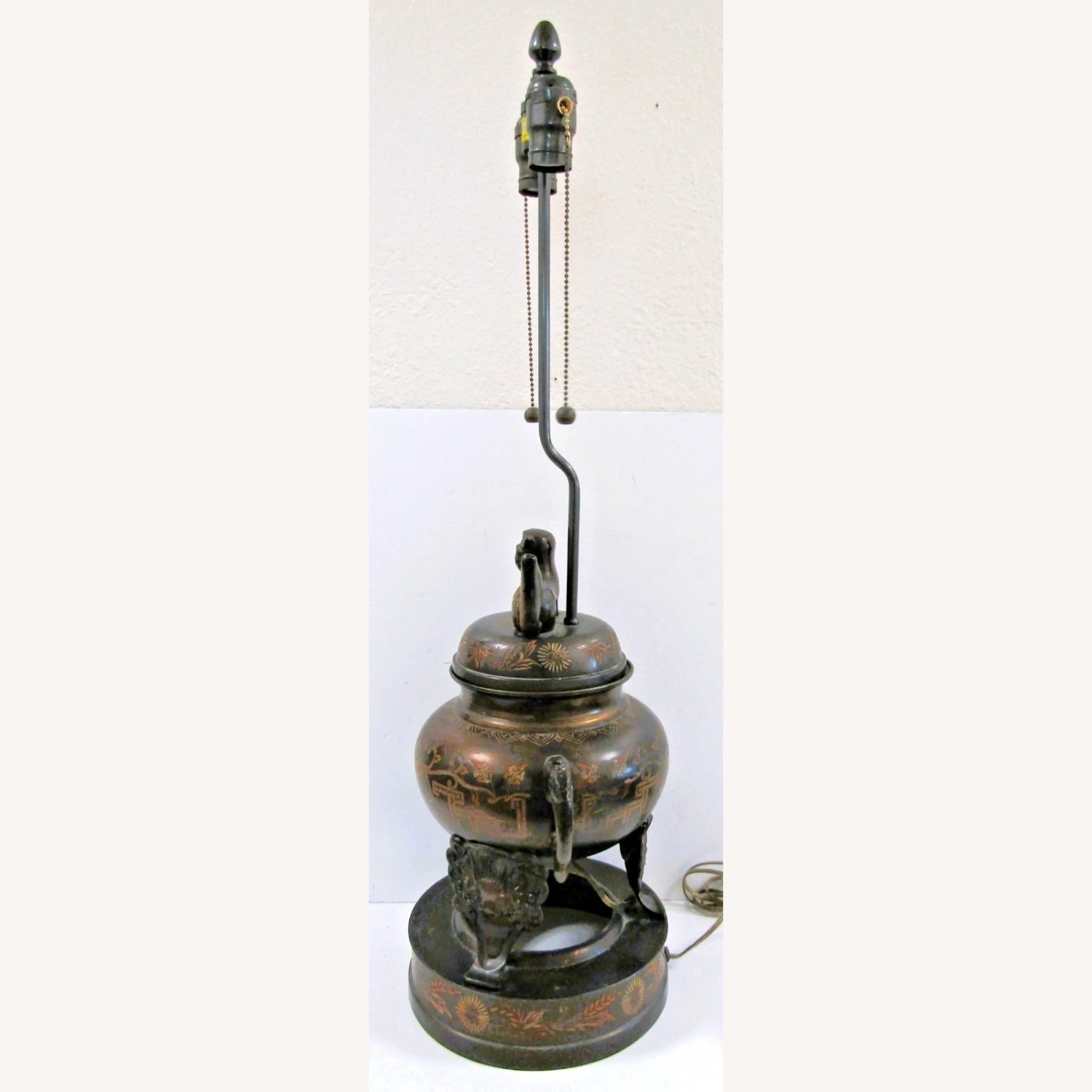 1960s Marbro Bronze Censer Lamps Foo Dogs - image-13