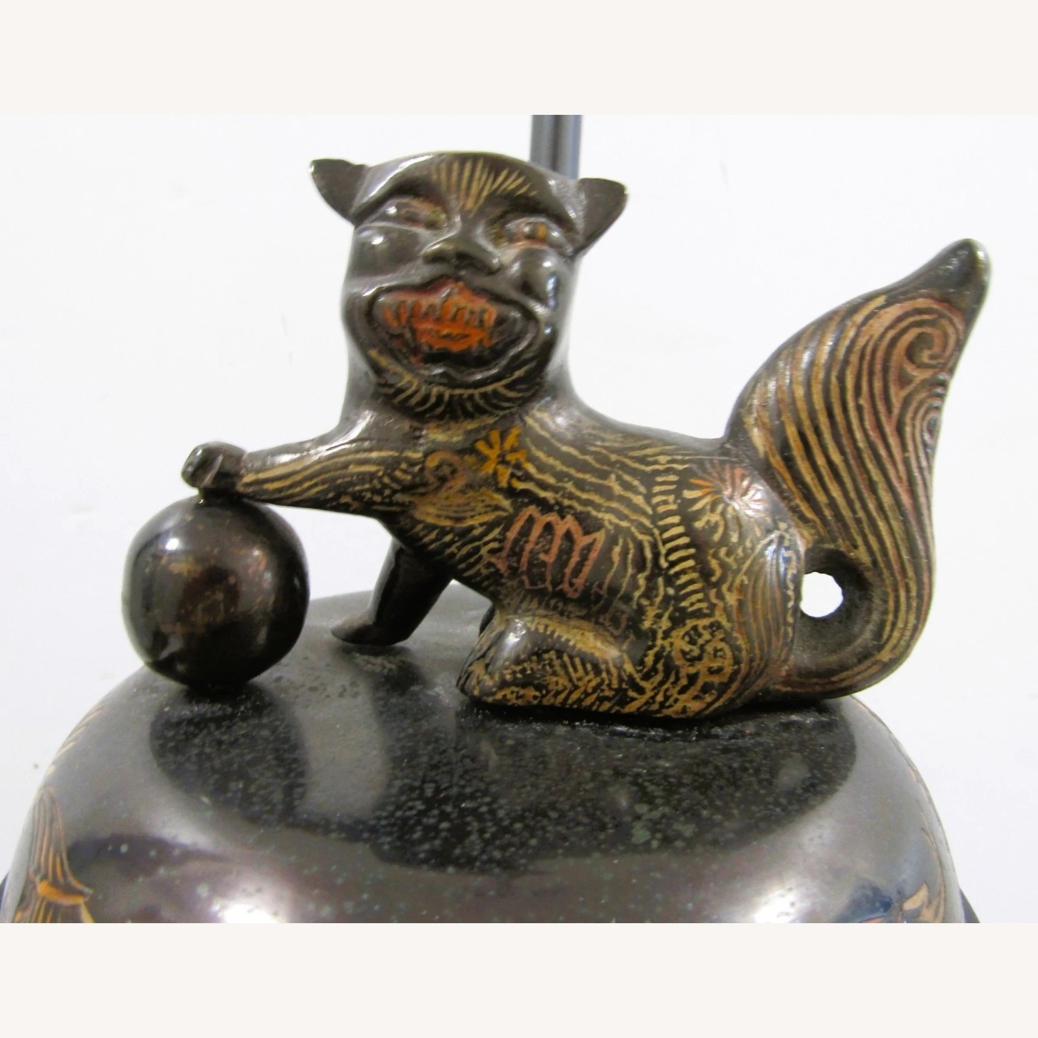 1960s Marbro Bronze Censer Lamps Foo Dogs - image-9