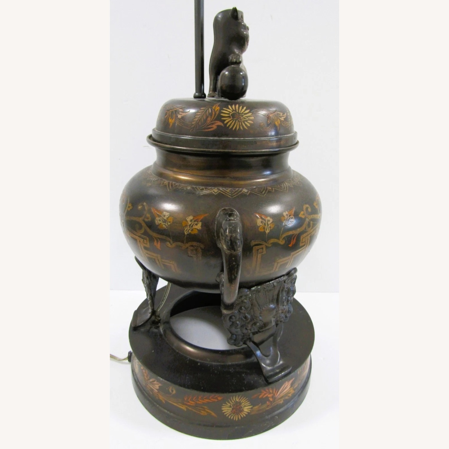 1960s Marbro Bronze Censer Lamps Foo Dogs - image-18