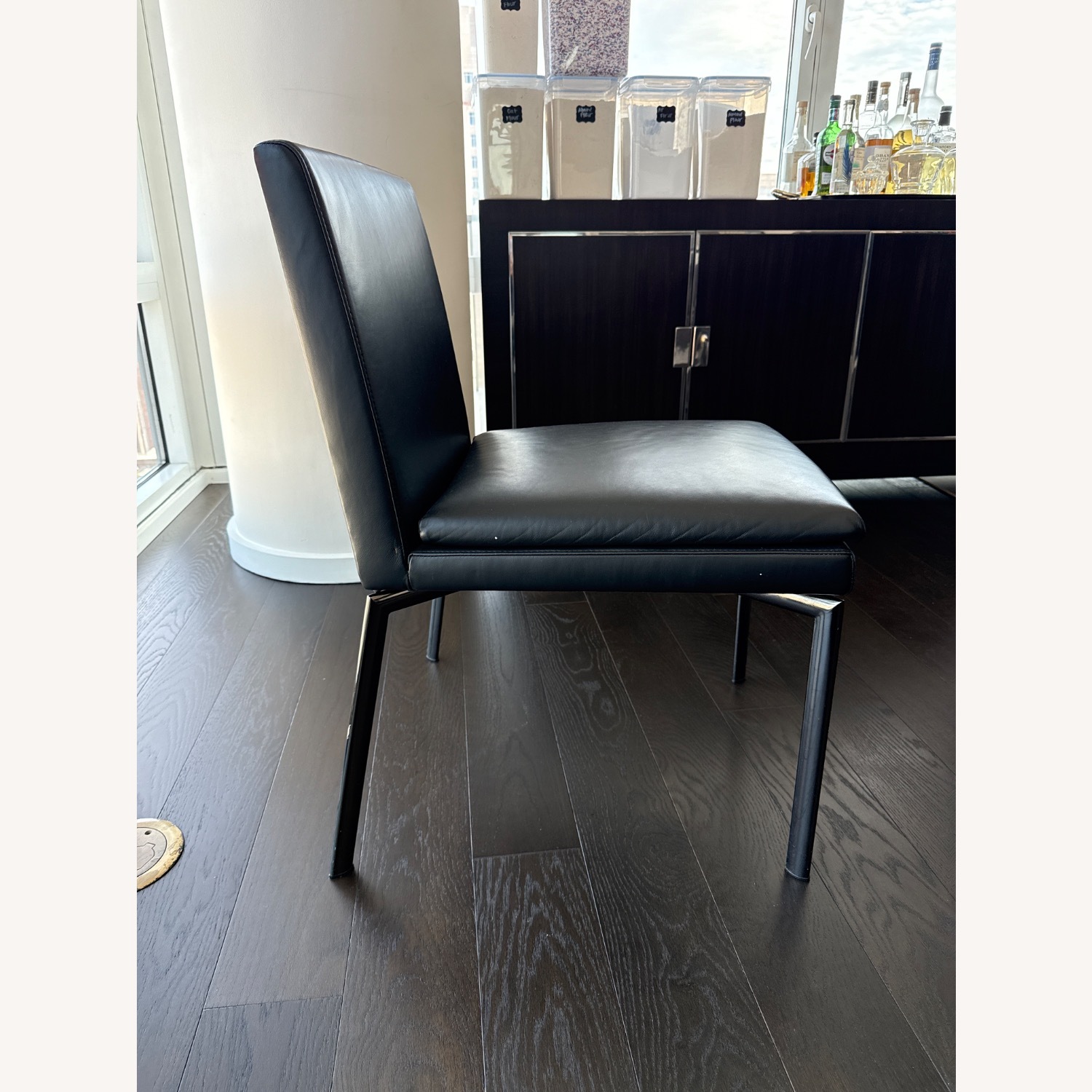 4 Minotti Black Leather Dining Chairs - image-3