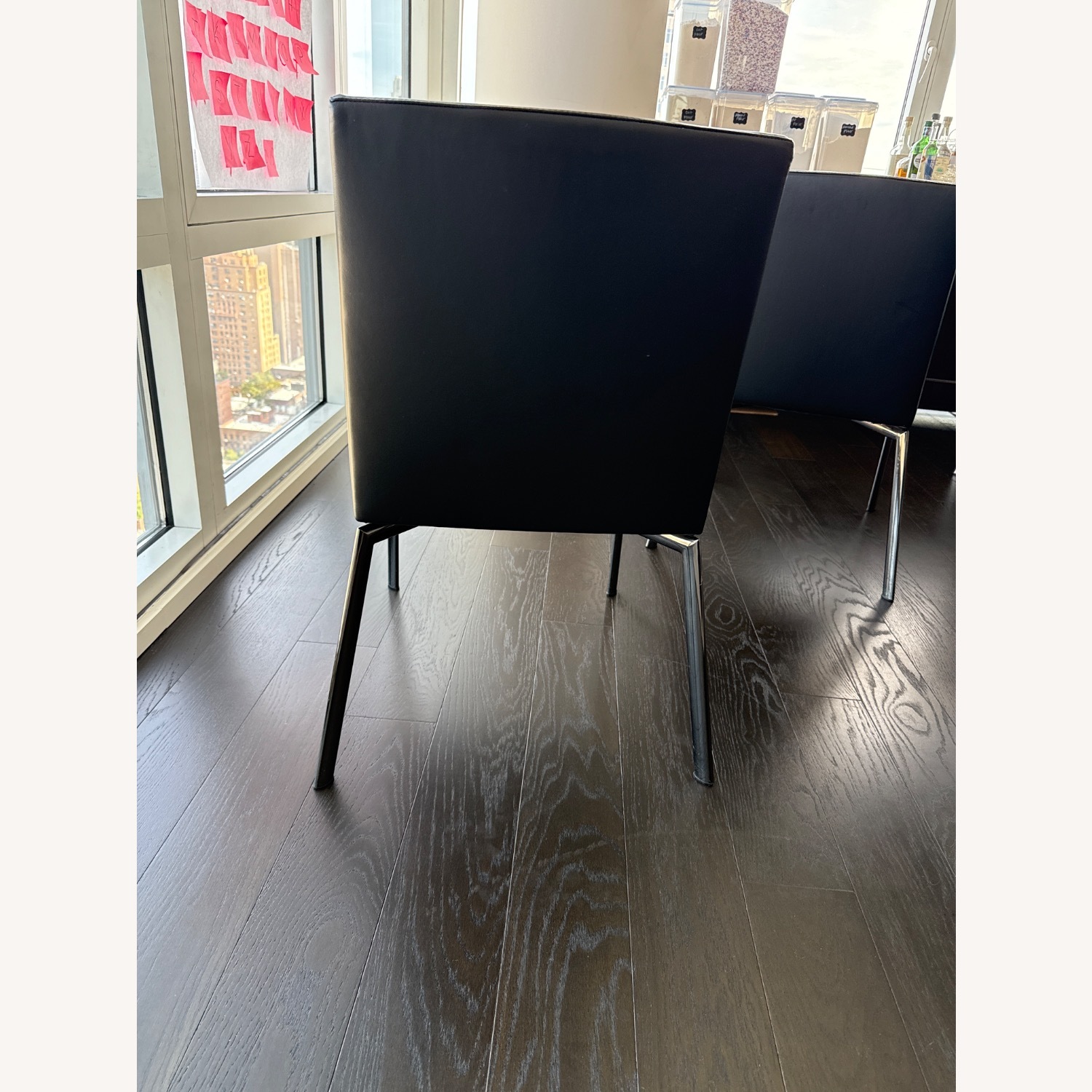 4 Minotti Black Leather Dining Chairs - image-4