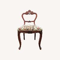 Antique Victorian Walnut Balloon Back Side Chair