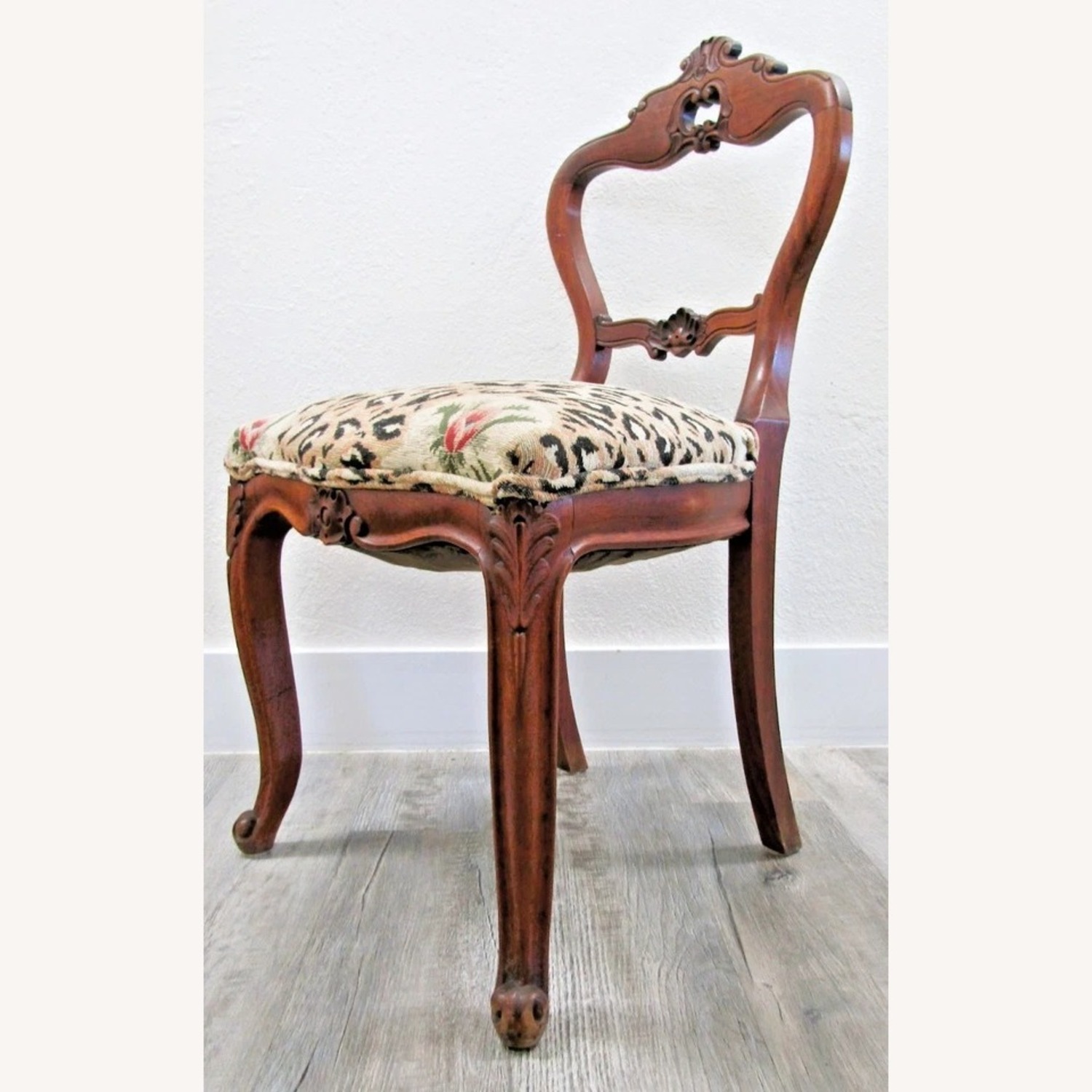 Antique Victorian Walnut Balloon Back Side Chair - image-4