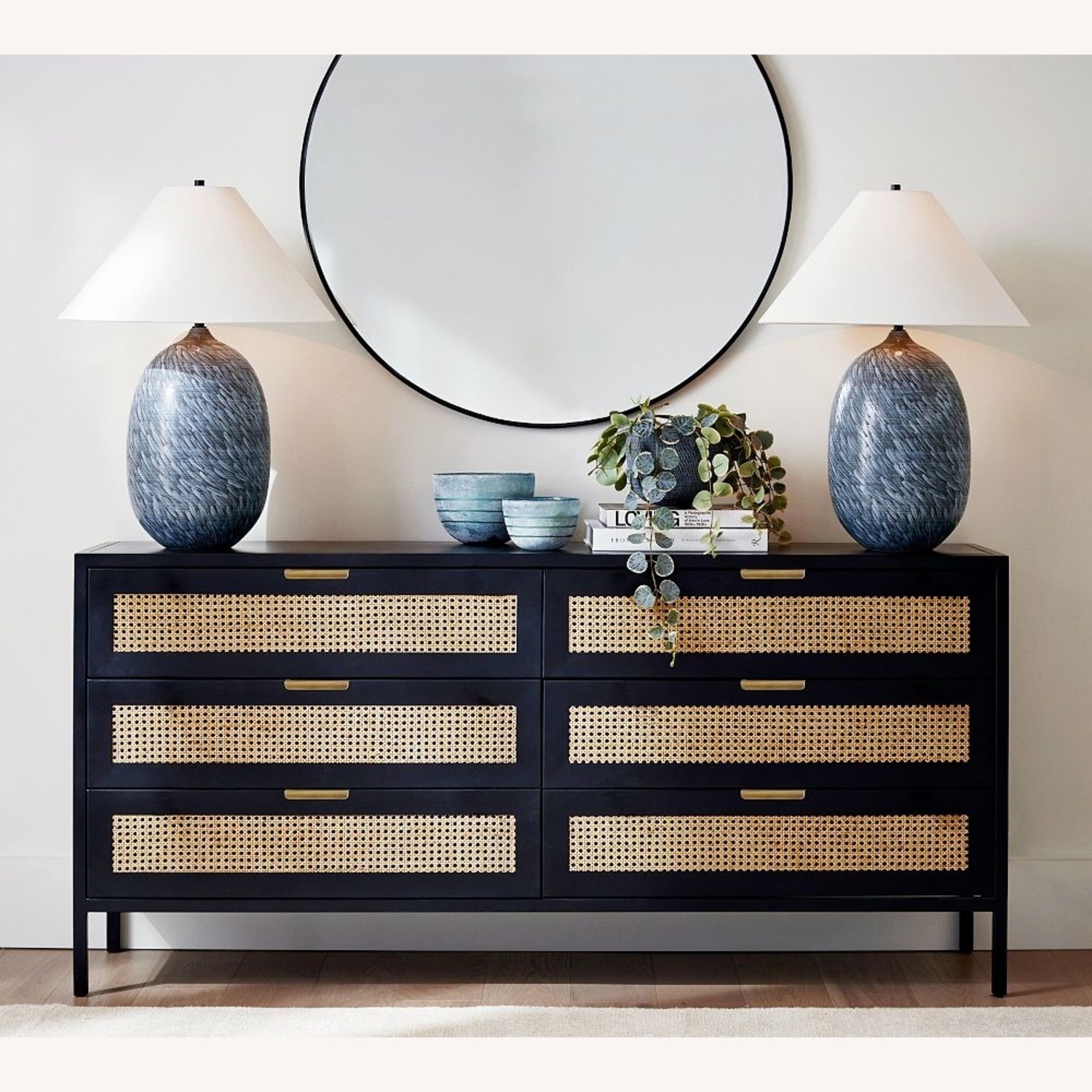 Pottery Barn Neve Cane 6-Drawer Dresser - image-1
