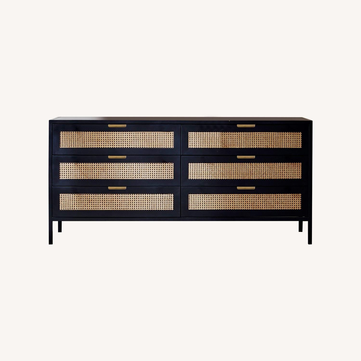 Pottery Barn Neve Cane 6-Drawer Dresser - image-0