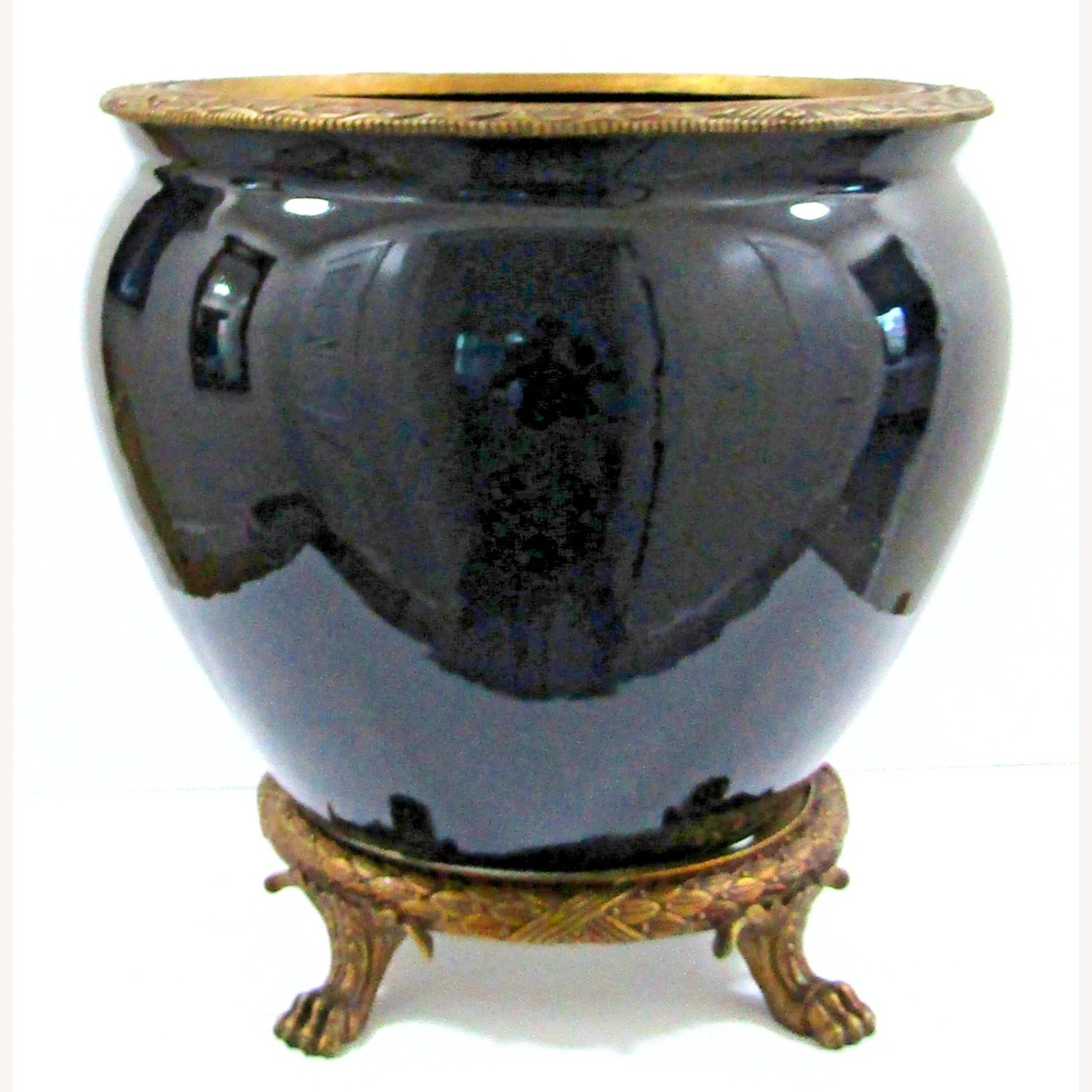 Napoleon III Style Bronze Opaline Planter Bronze - image-1