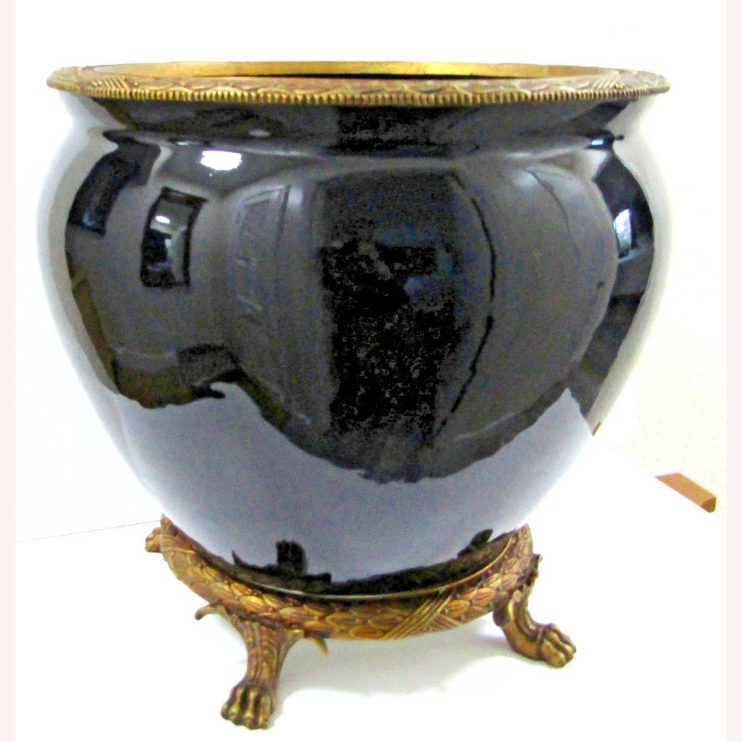 Napoleon III Style Bronze Opaline Planter Bronze - image-2