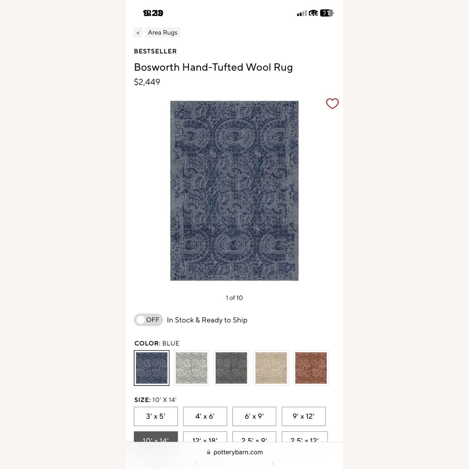 Pottery Barn Bosworth Hand-Tufted Wool Rug - image-1