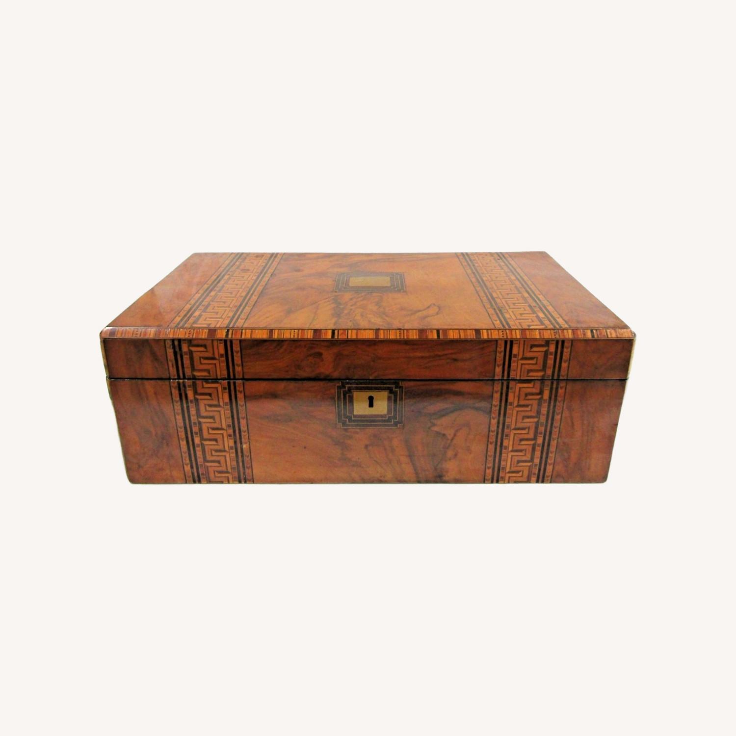 Victorian Walnut Parquetry Inlaid Writing Slope - image-0