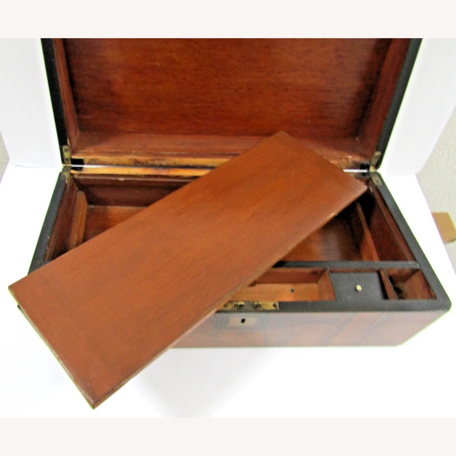 Victorian Walnut Parquetry Inlaid Writing Slope - image-7