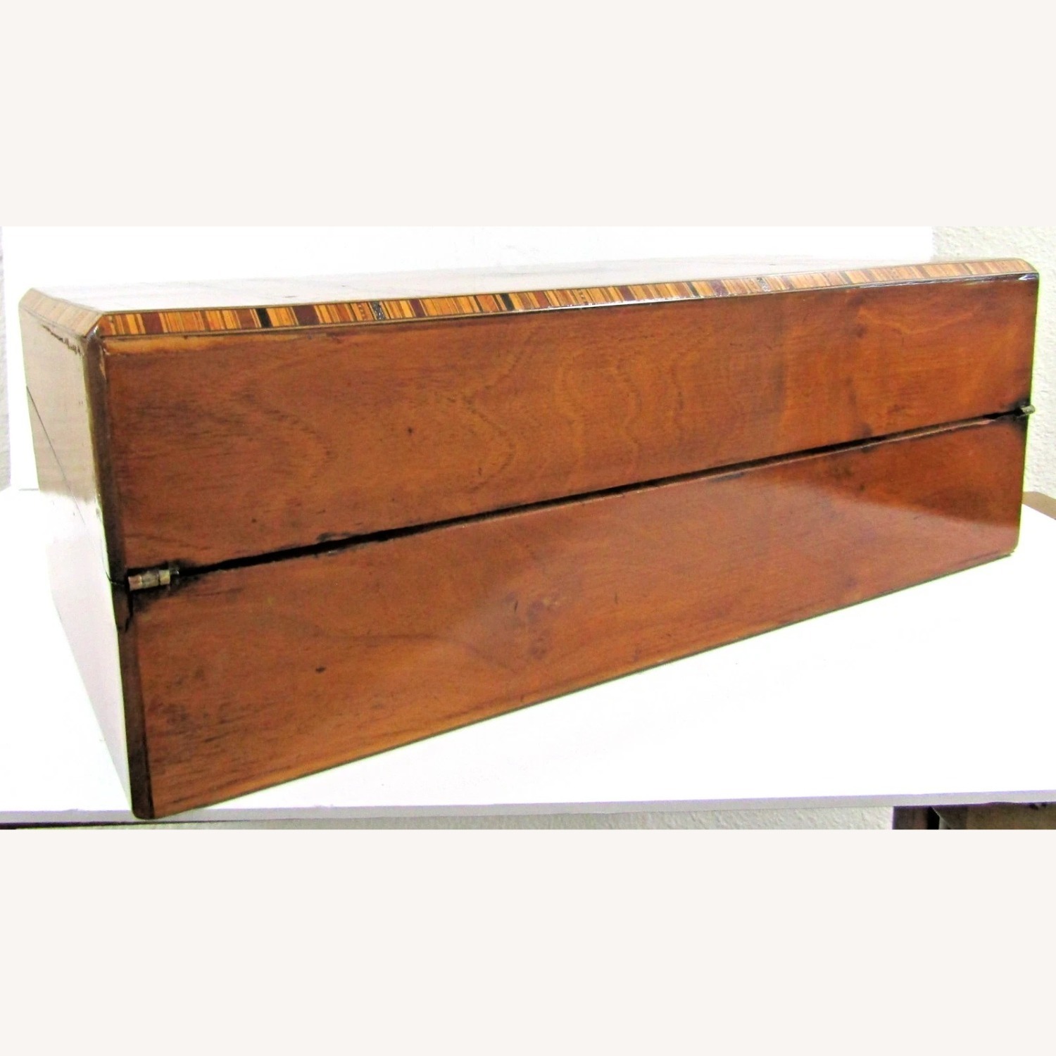 Victorian Walnut Parquetry Inlaid Writing Slope - image-17