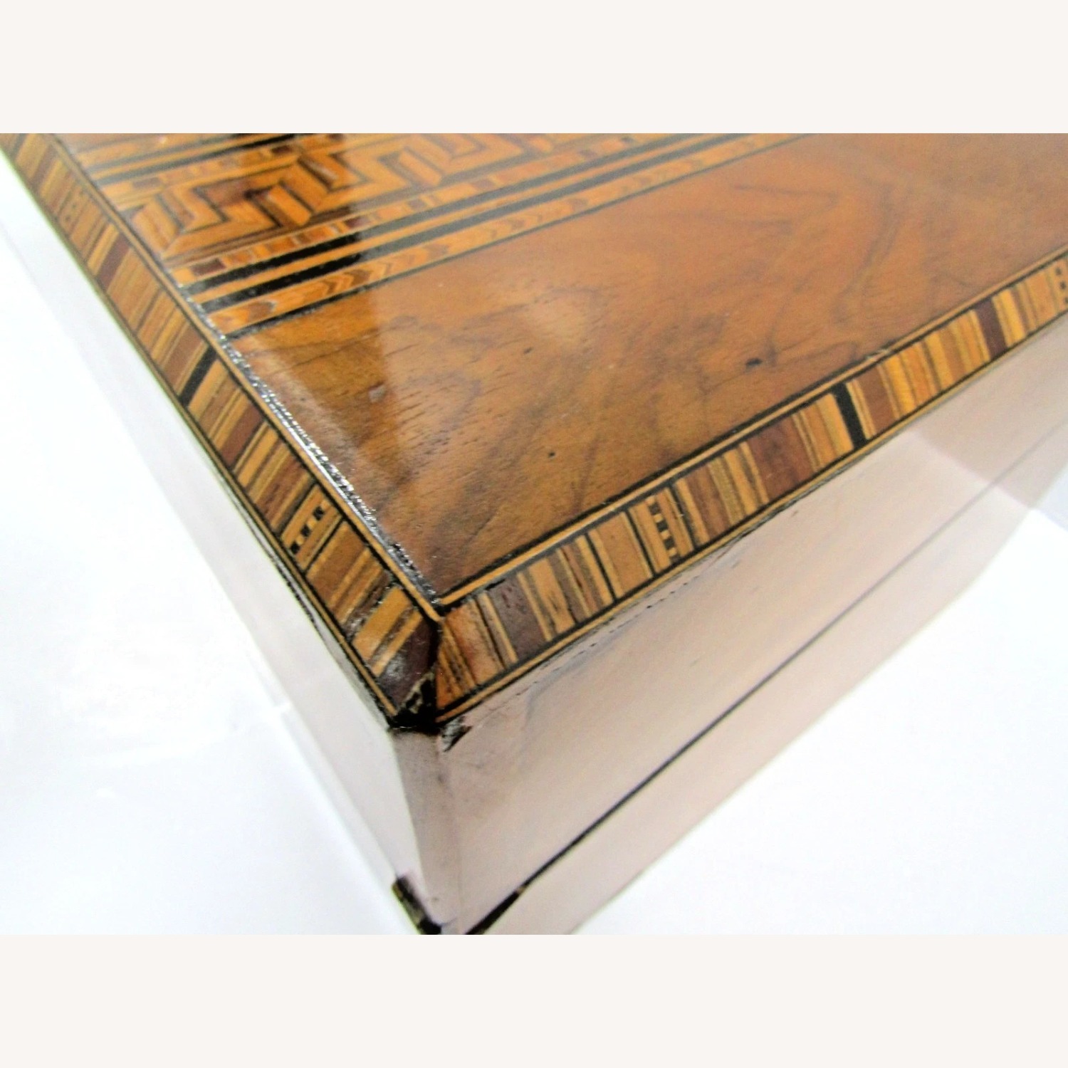 Victorian Walnut Parquetry Inlaid Writing Slope - image-20