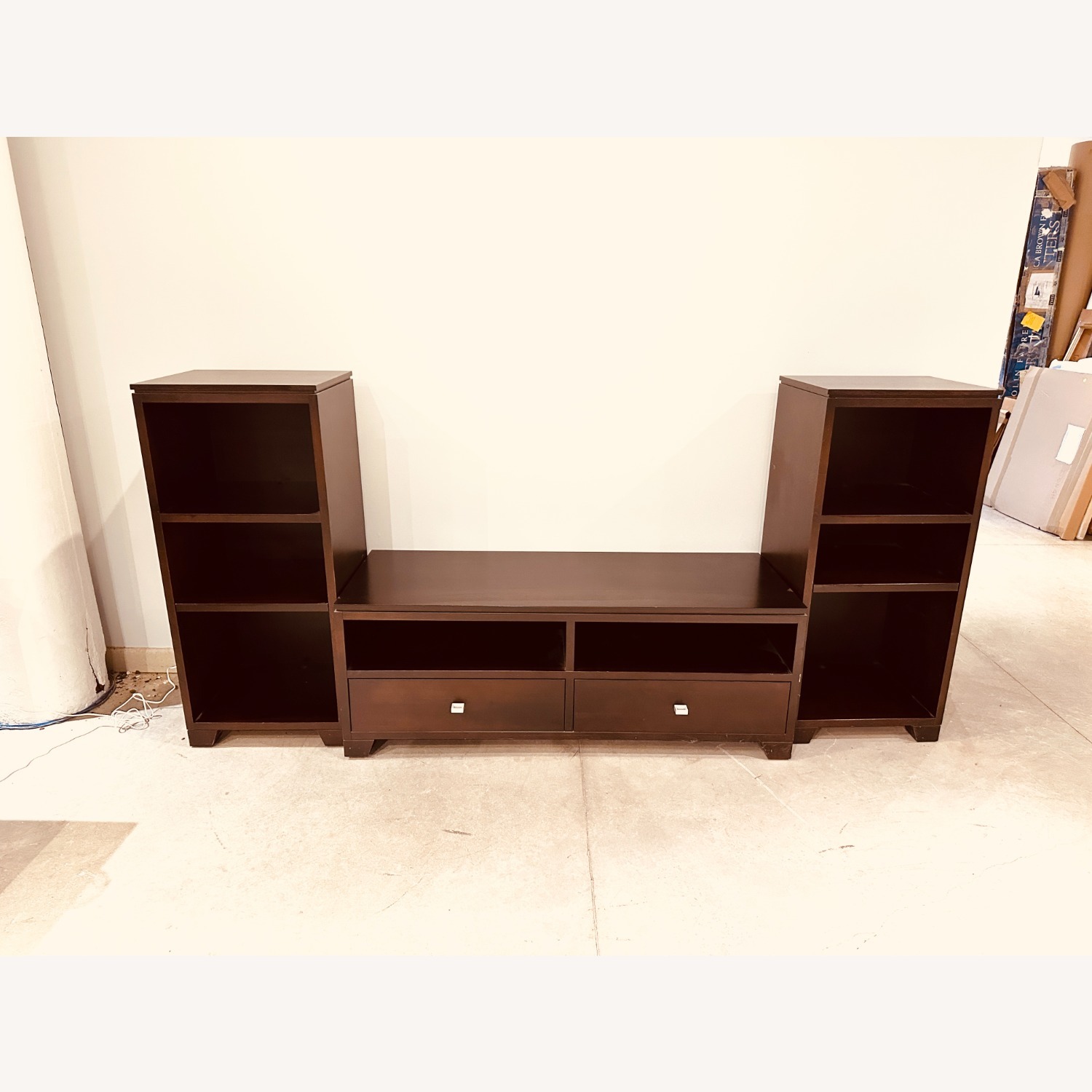 Crate & Barrel Dark Brown Wood Media Storage - image-2