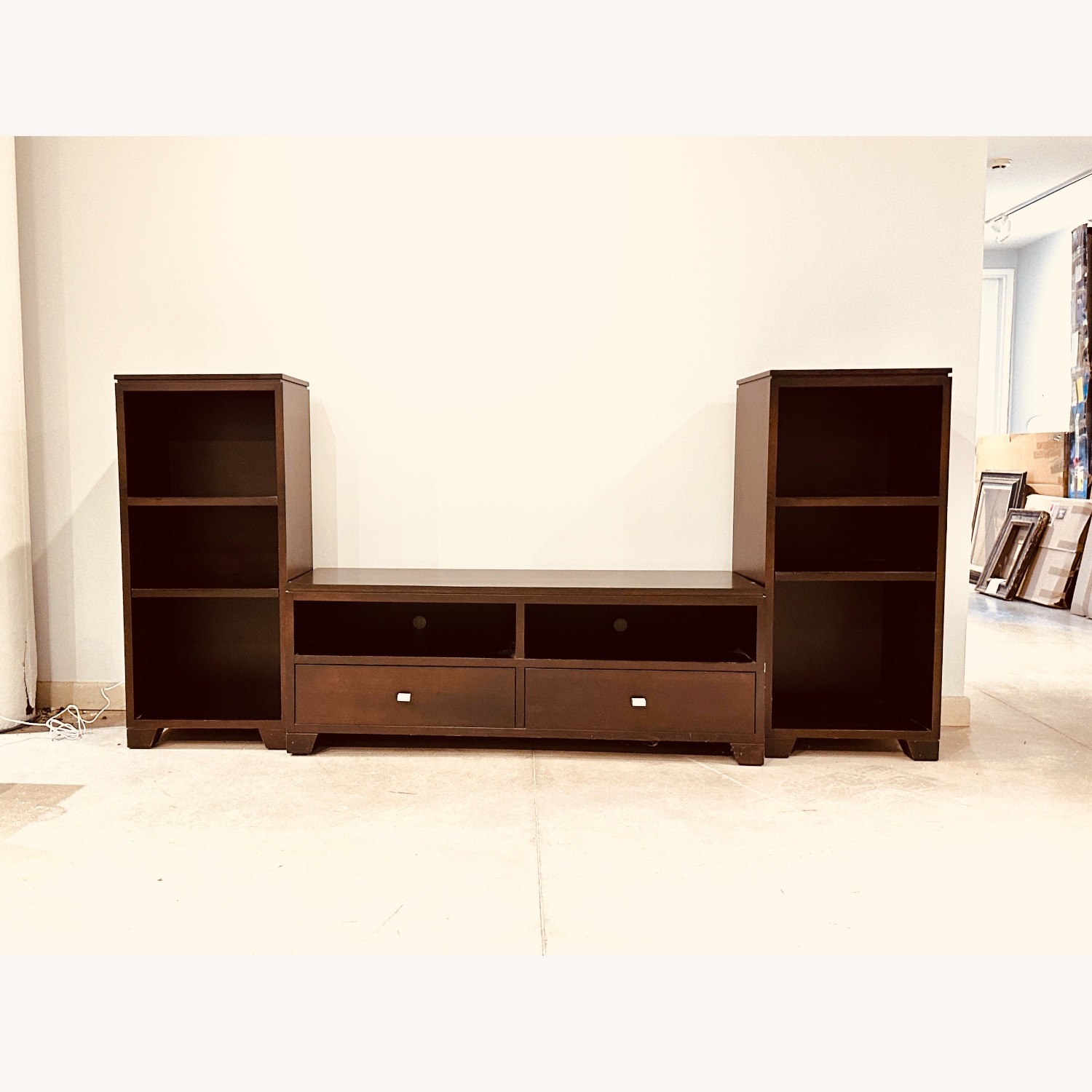 Crate & Barrel Dark Brown Wood Media Storage - image-4