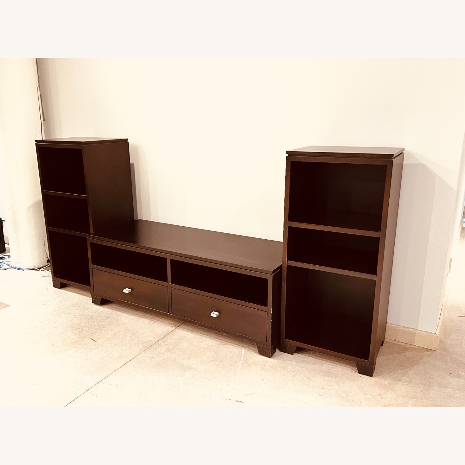 Crate & Barrel Dark Brown Wood Media Storage - image-3