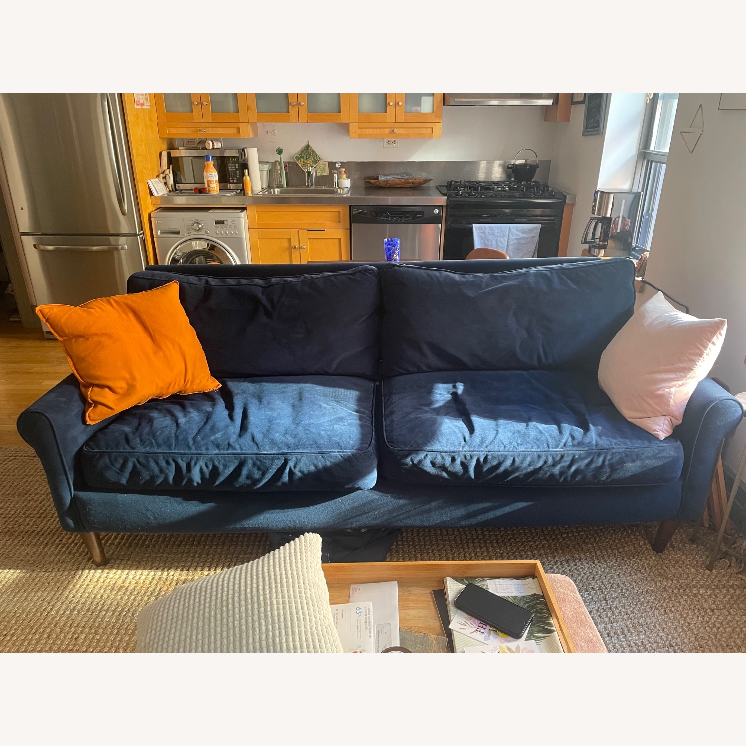 Blue Velvet 3+ Seater Sofa - image-3