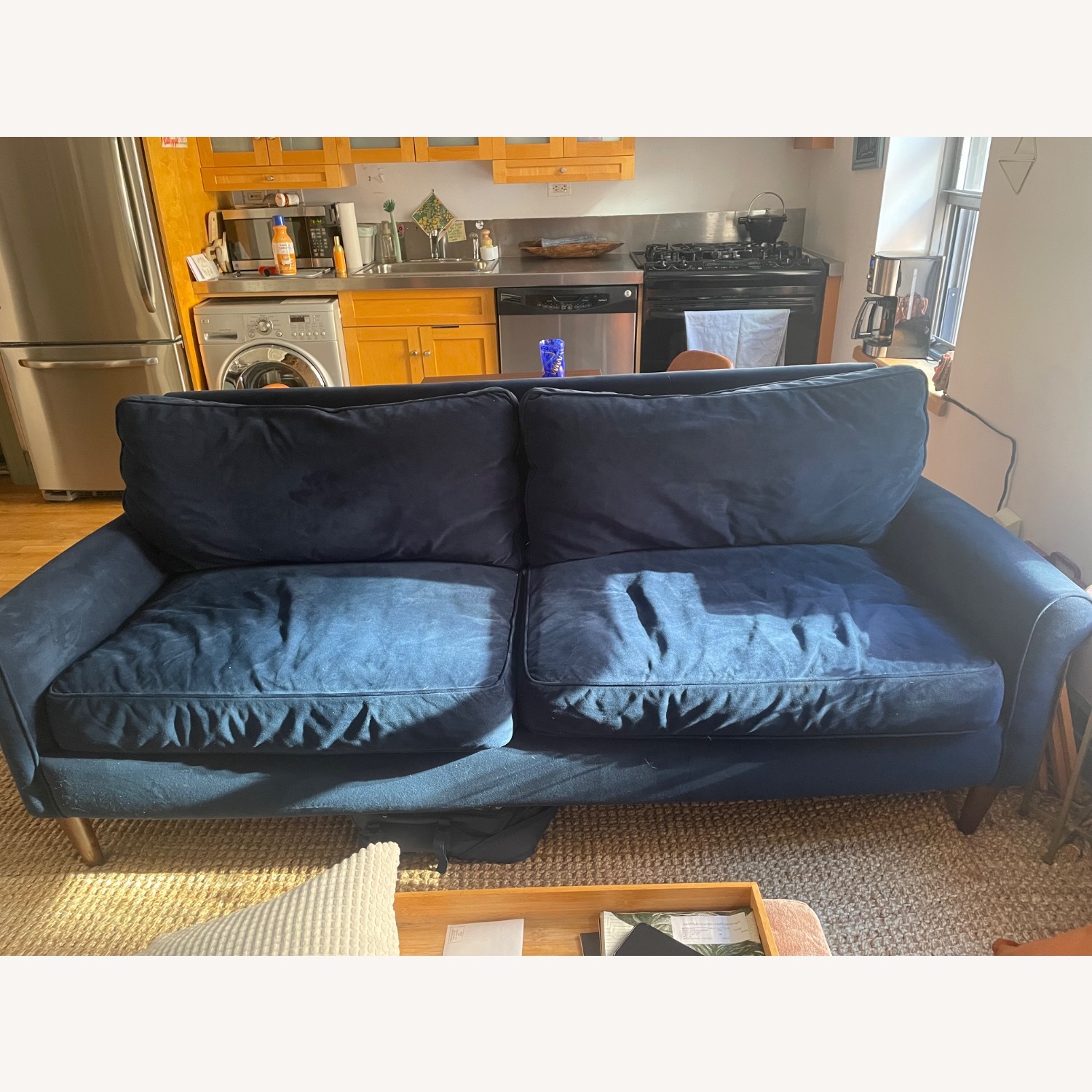 Blue Velvet 3+ Seater Sofa - image-1