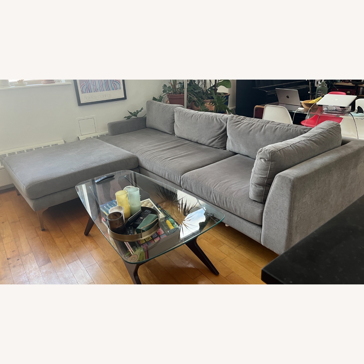 West Elm Andes Light Gray Velvet 3+ Piece Sectional - image-0