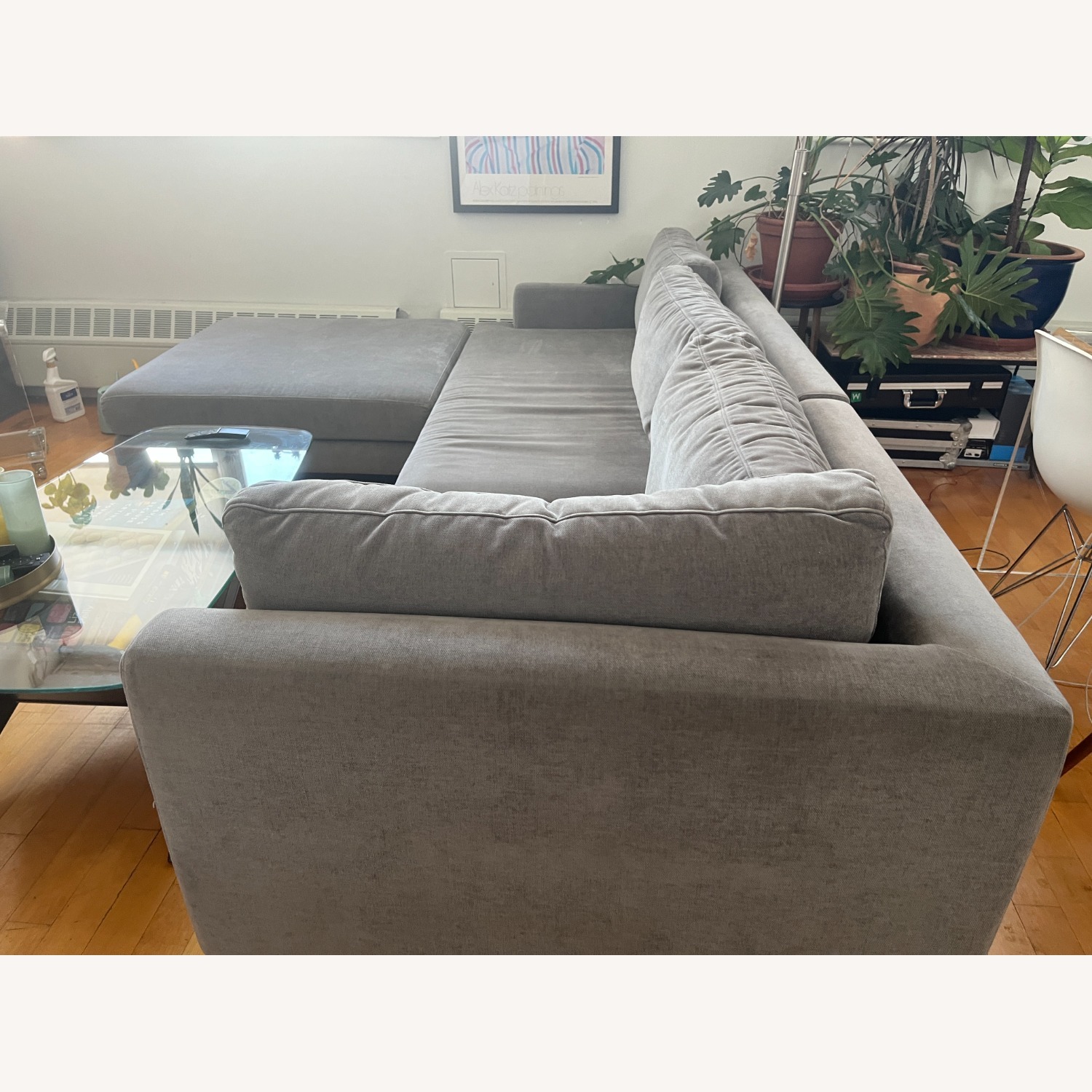 West Elm Andes Light Gray Velvet 3+ Piece Sectional - image-1