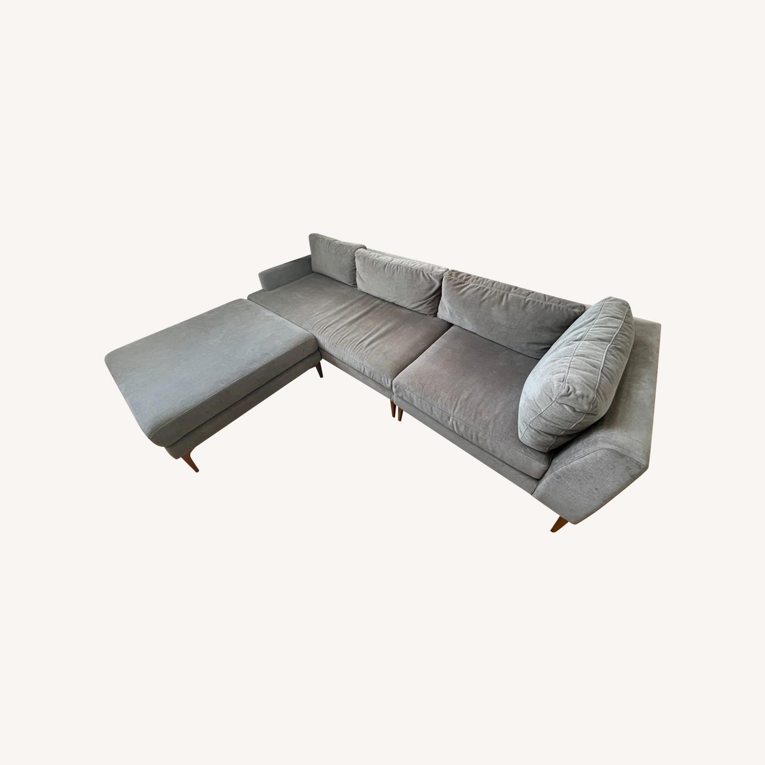 West Elm Andes Light Gray Velvet 3+ Piece Sectional - image-4