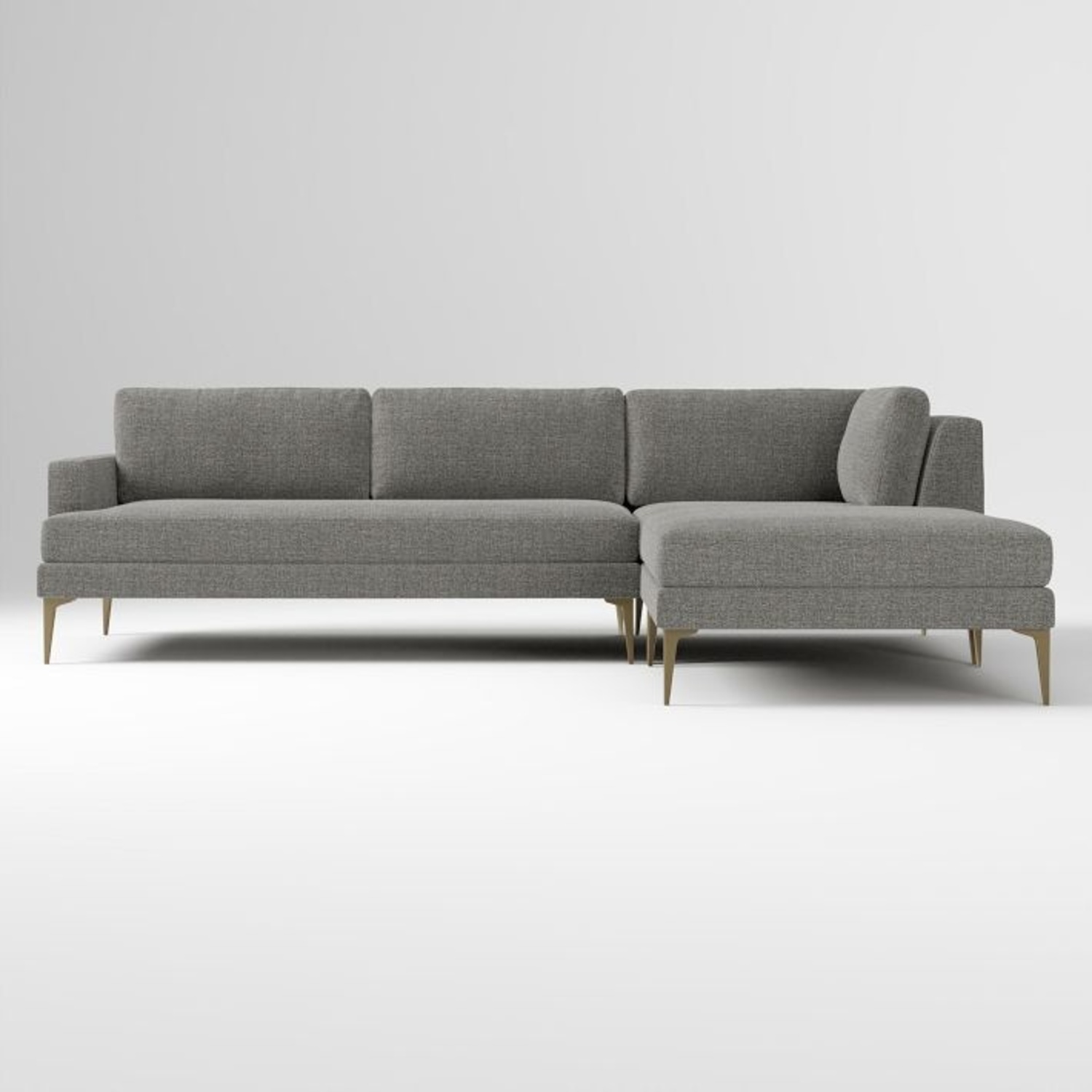 West Elm Andes Light Gray Velvet 3+ Piece Sectional - image-3