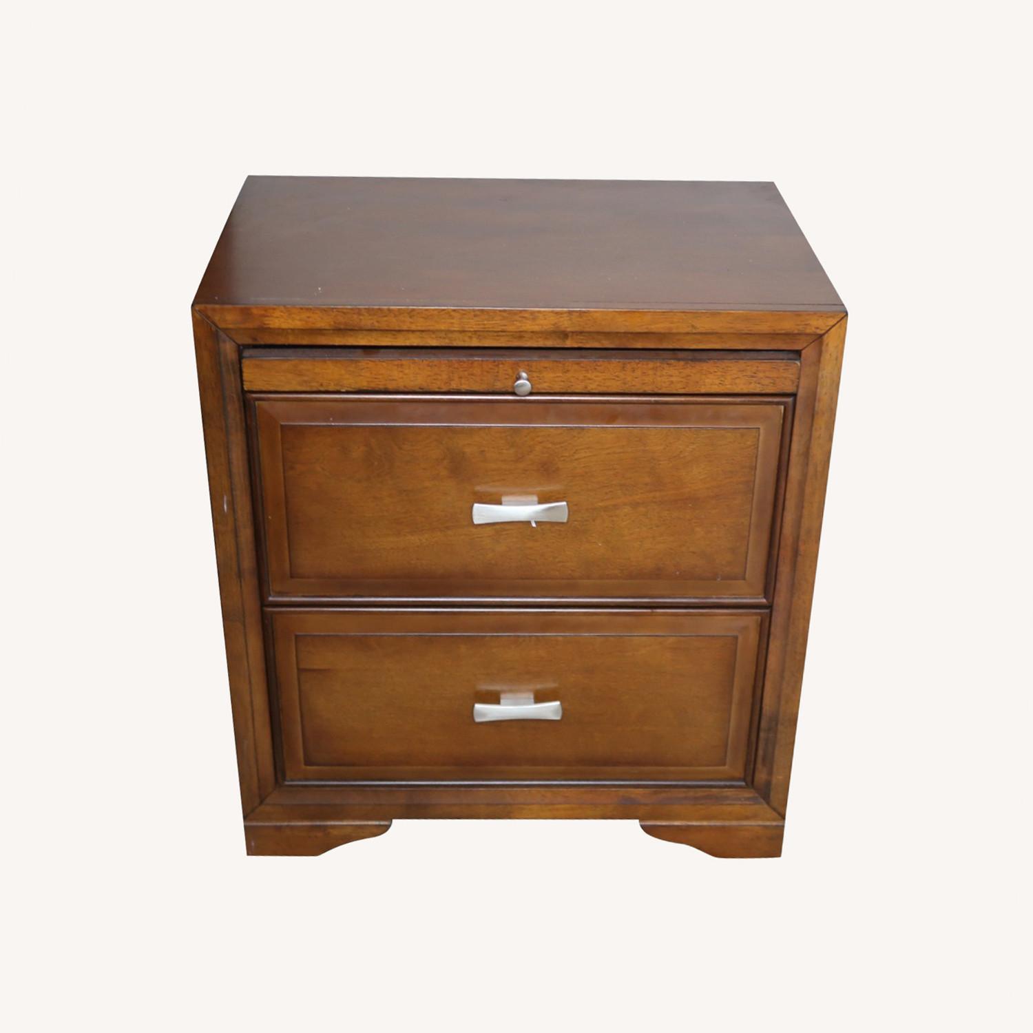 Dark Brown Wood Nightstand - image-0