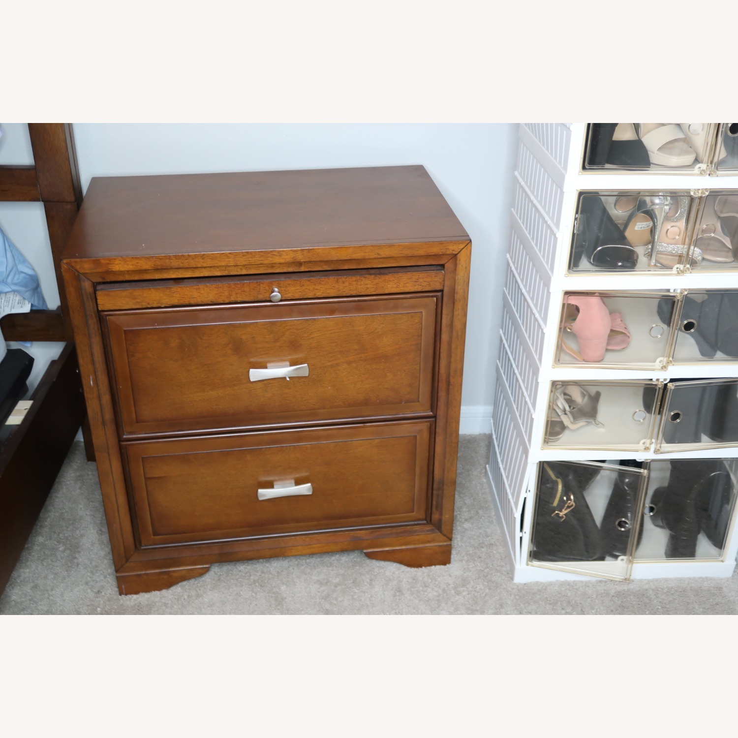 Dark Brown Wood Nightstand - image-2