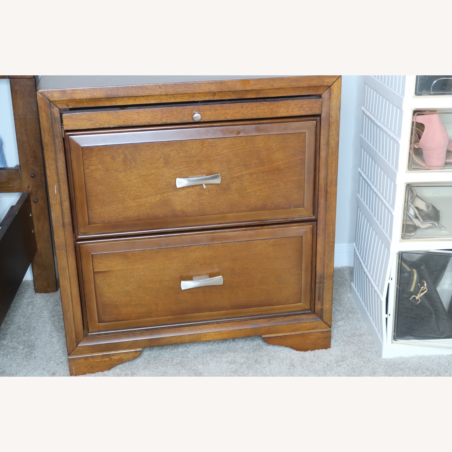 Dark Brown Wood Nightstand - image-3