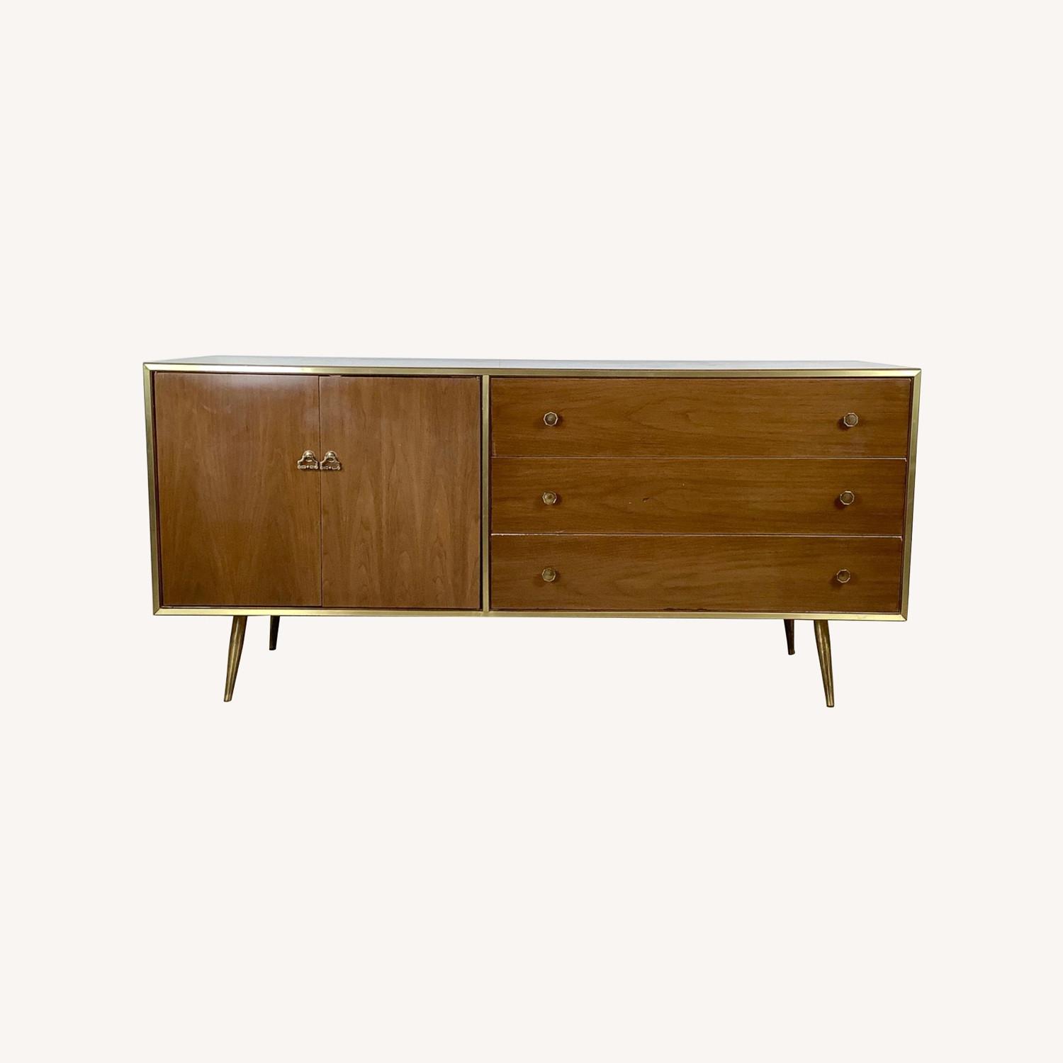 Mid-Century Six Drawer Brass Leg Dresser - image-0