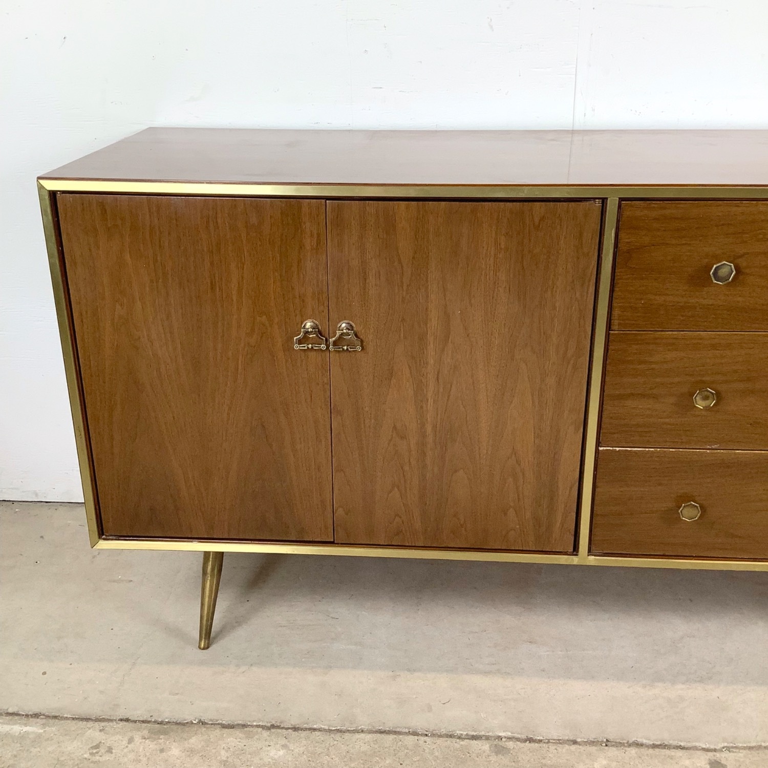 Mid-Century Six Drawer Brass Leg Dresser - image-3