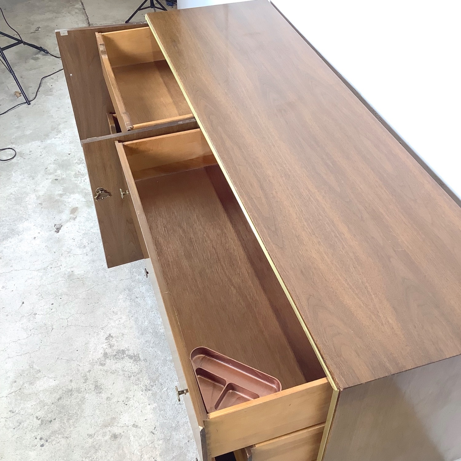 Mid-Century Six Drawer Brass Leg Dresser - image-8