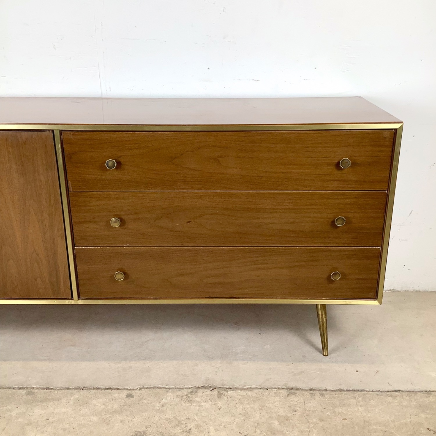 Mid-Century Six Drawer Brass Leg Dresser - image-4