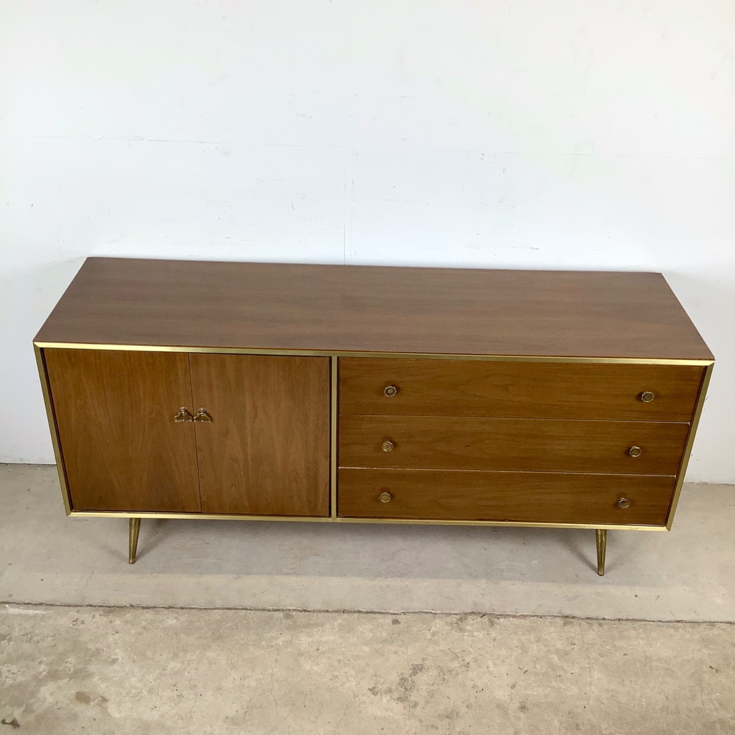 Mid-Century Six Drawer Brass Leg Dresser - image-2