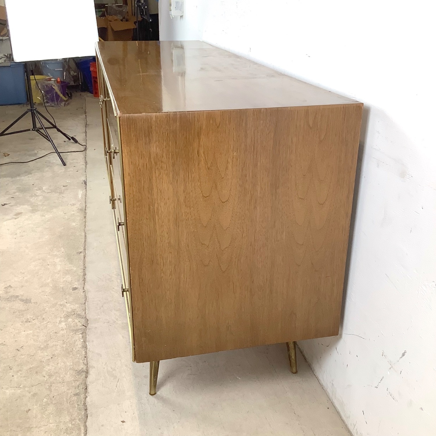 Mid-Century Six Drawer Brass Leg Dresser - image-6