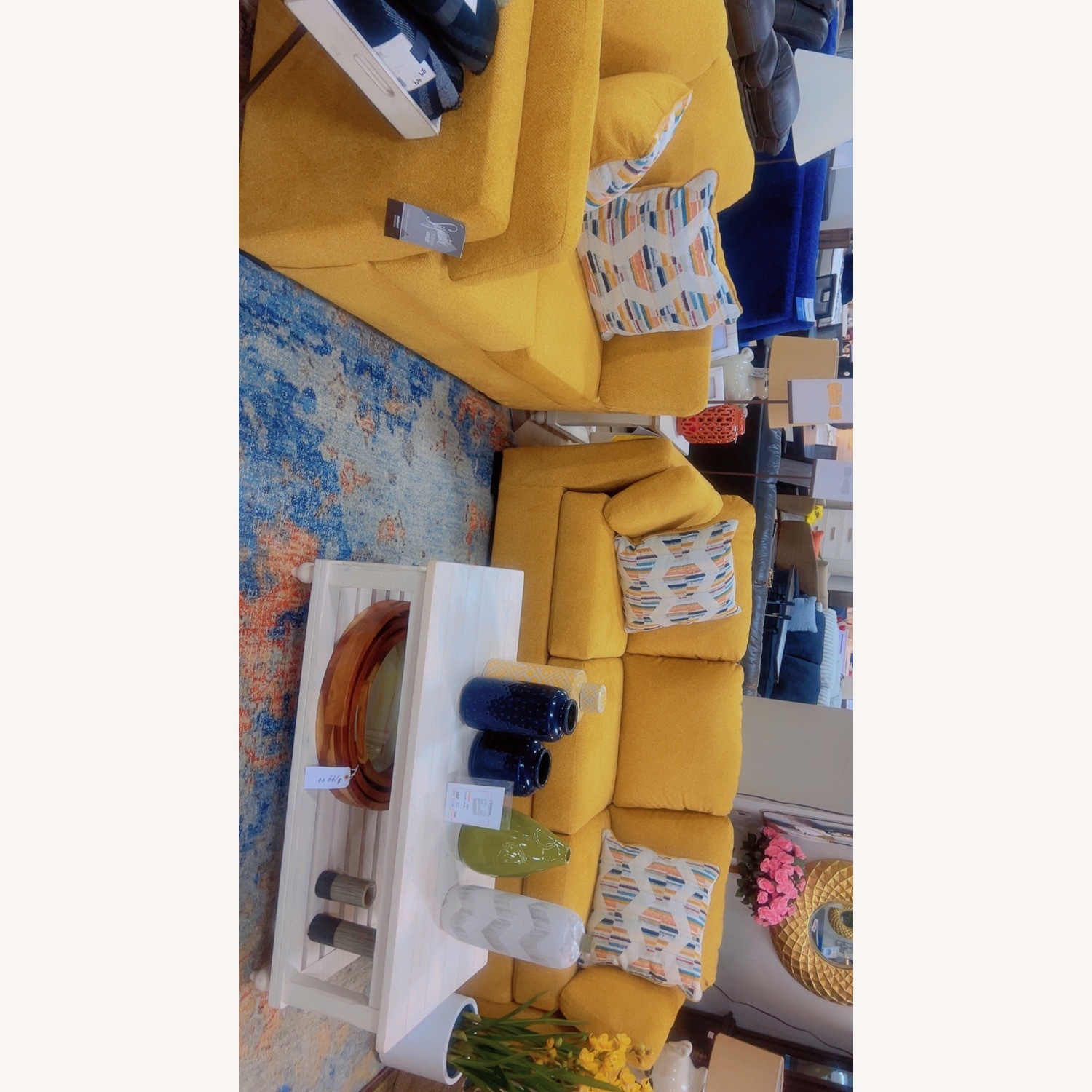 Ashley Furniture Yellow Fabric 3+ Seater Sofa - image-1