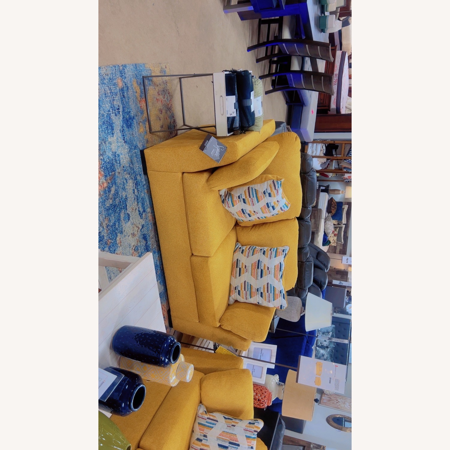 Ashley Furniture Yellow Fabric 3+ Seater Sofa - image-3