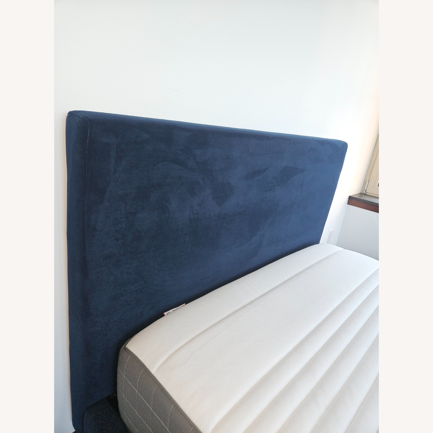 West Elm Emmett Blue Velvet Full Bed - image-3